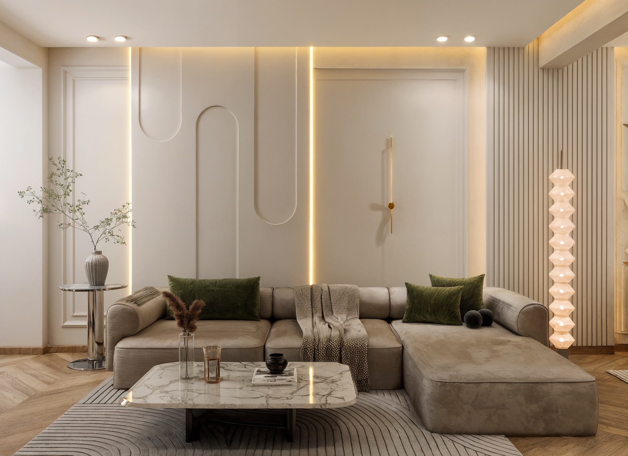 住宅公寓入口,厨房,餐厅及客厅设计丨埃及亚历山大丨Eman Rafie Designs公司-22