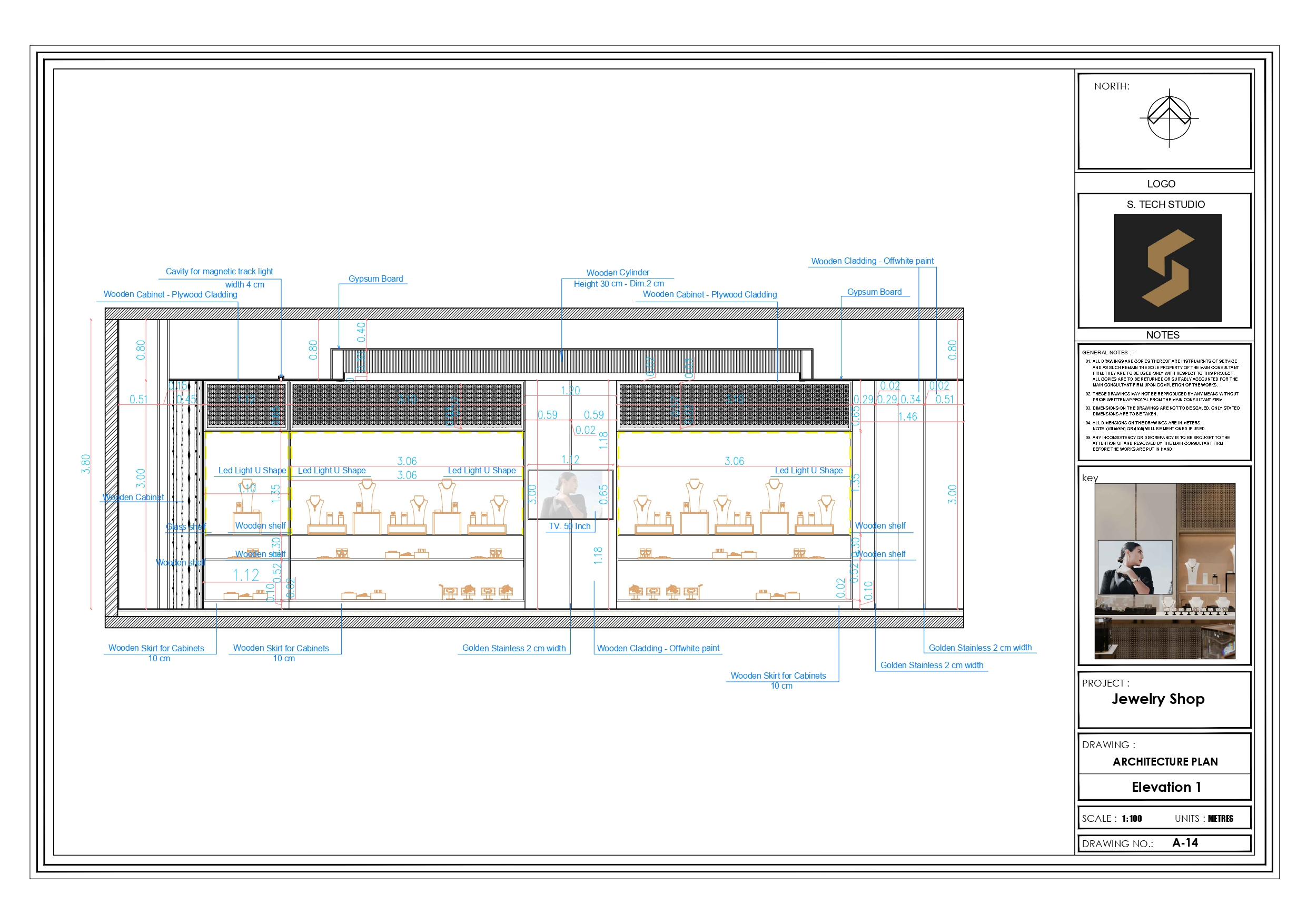 Shop Drawings of jewelry shop in Elothaim mall at KSA-8