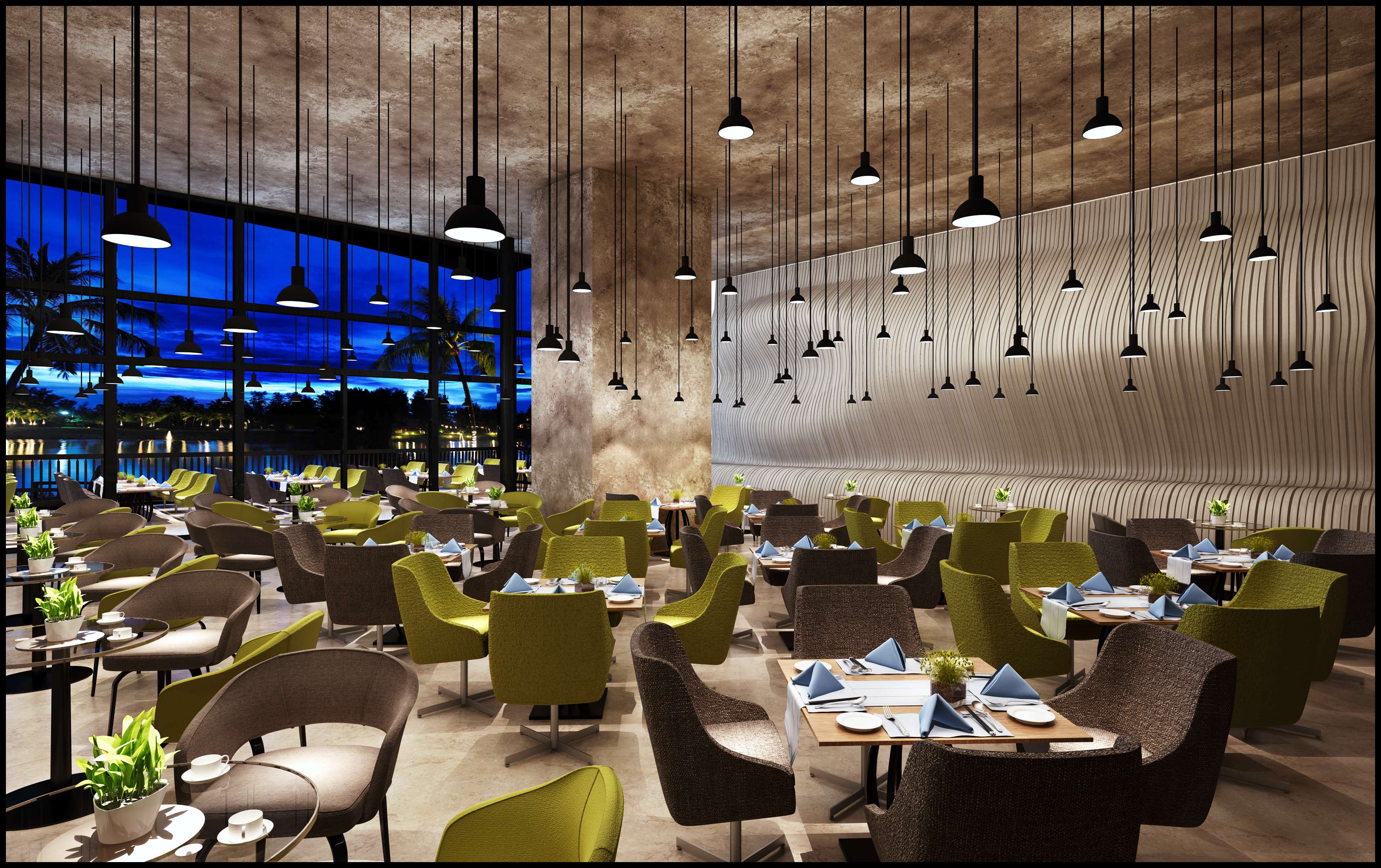 餐厅设计效果图中餐厅餐厅包间包房小吃店面馆工业主题餐厅-9-1