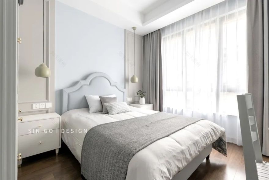 现代轻奢风 | 蓝白木三色打造 320㎡别墅空间-94