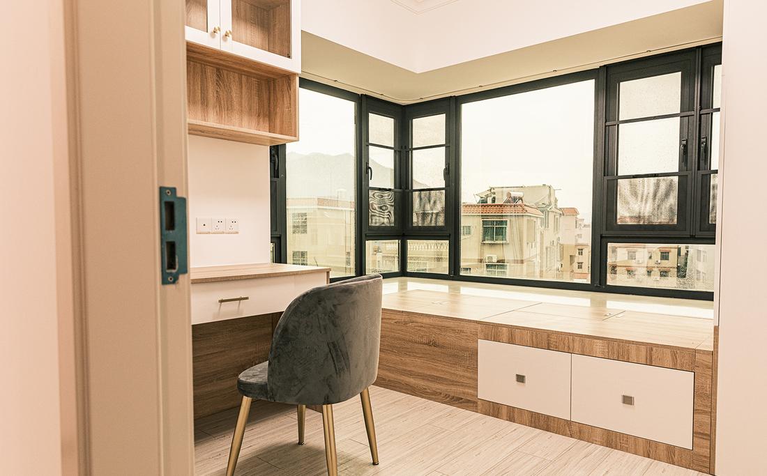 奶杏色客厅与六角形地砖的完美融合-14