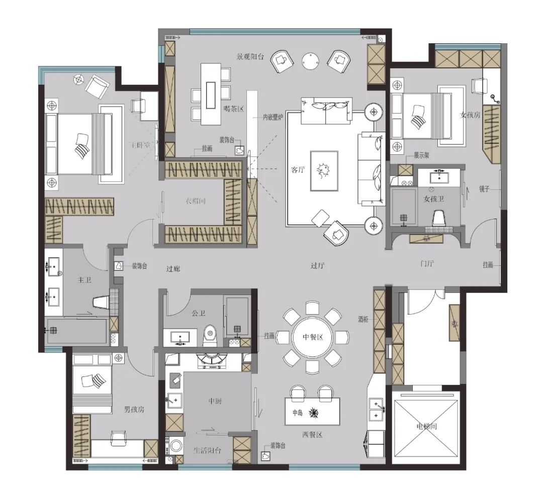 铜川荣耀壹品 · 撞色美式大平层设计丨中国铜川丨力创设计工作室-11