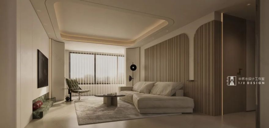 宁波融创慈澜府法式极简风室内设计丨中国宁波丨半杯水设计工作室-9