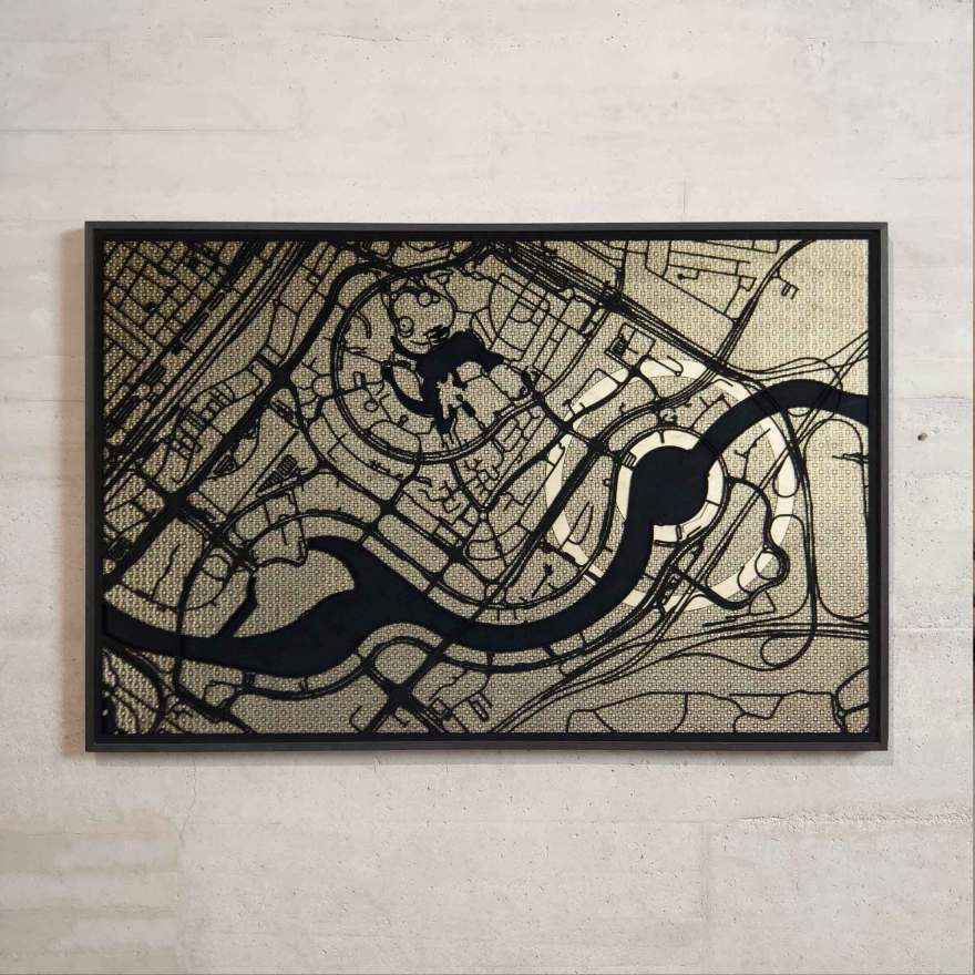Dubai Hotel Artwork - Laser-Cut Map in Black & Gold-32