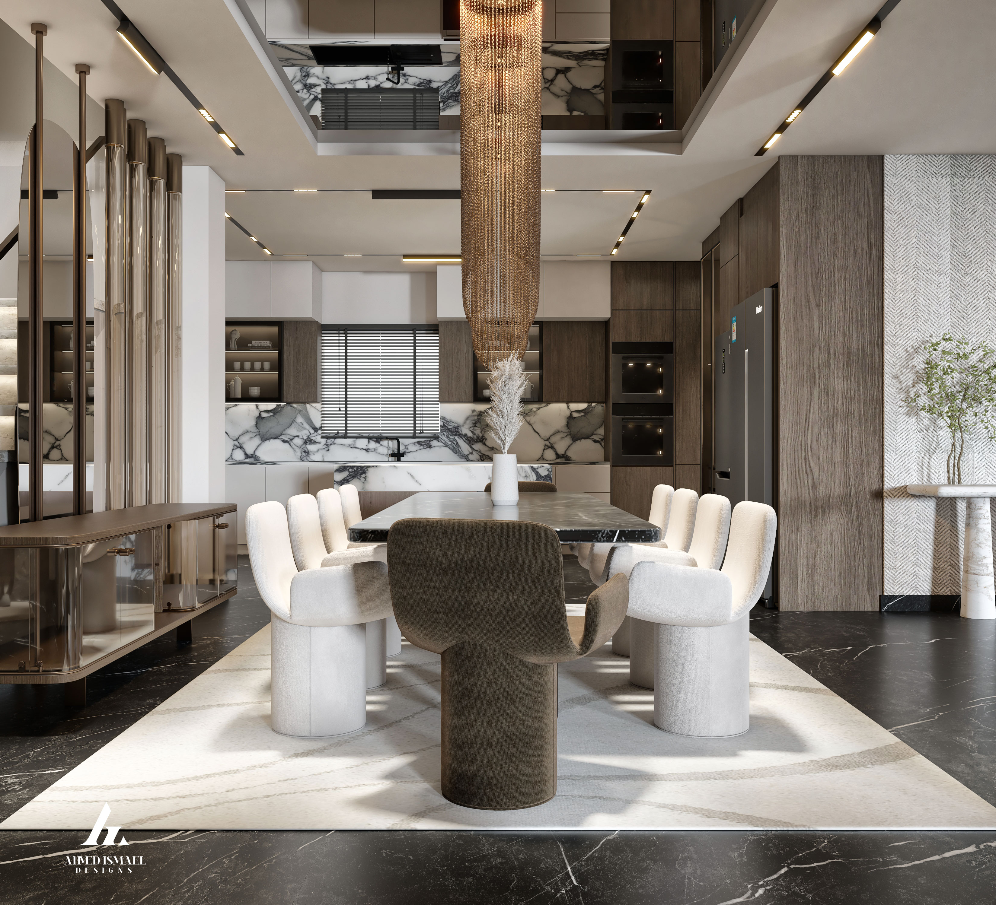 奢华现代接待区设计丨@ahmedismail_designs-13