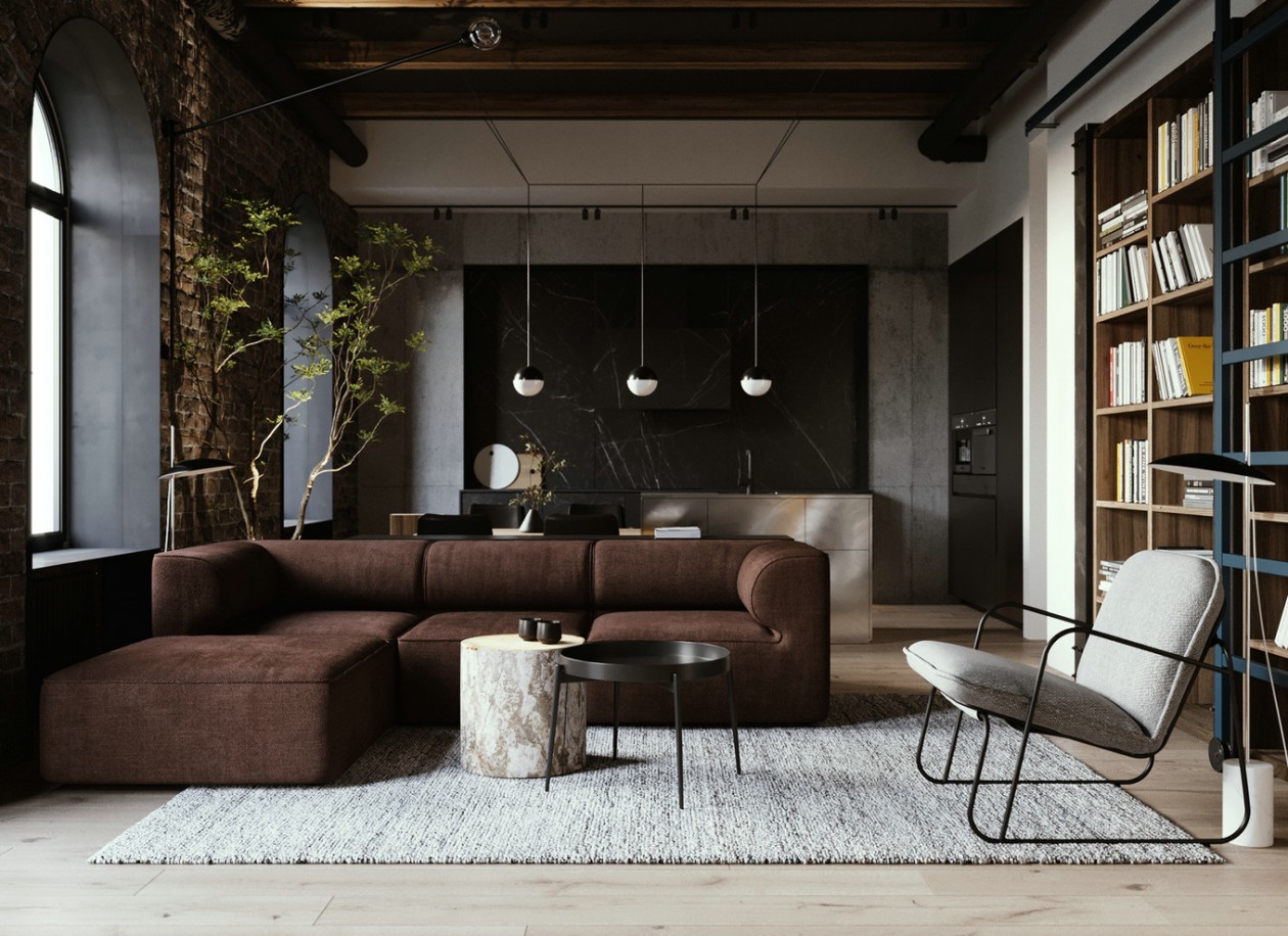 高级黑遇上工业风,酷感十足的理性居所-1