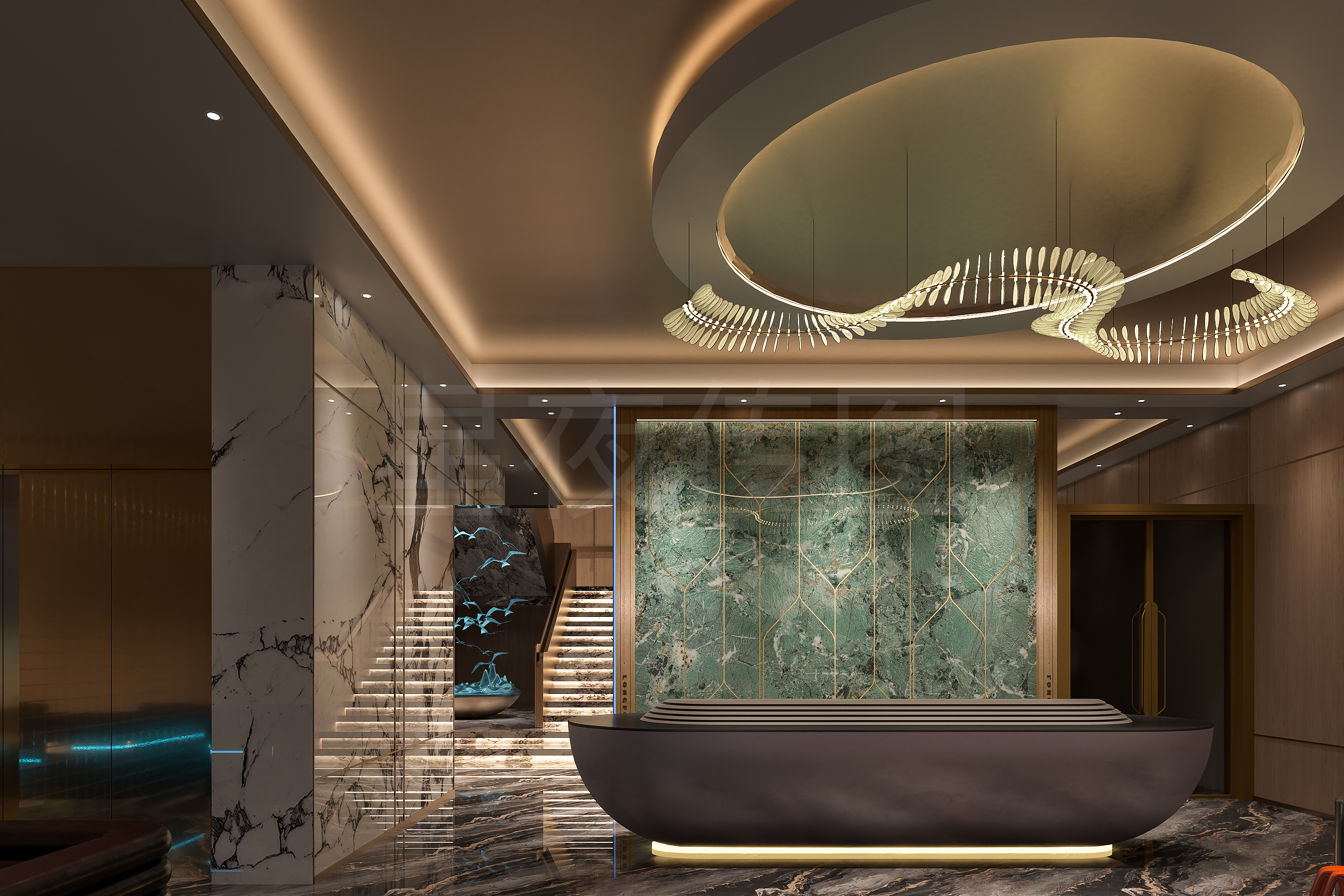 洗浴会所 环境的材质的搭配 奢华中带一丝温馨-0