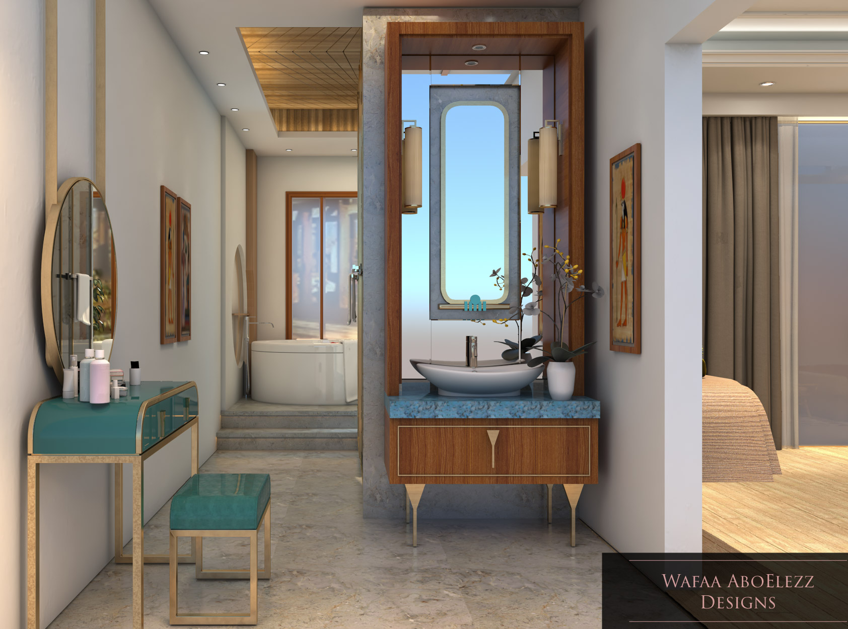 modern Pharaonic hotel bedroom design-4