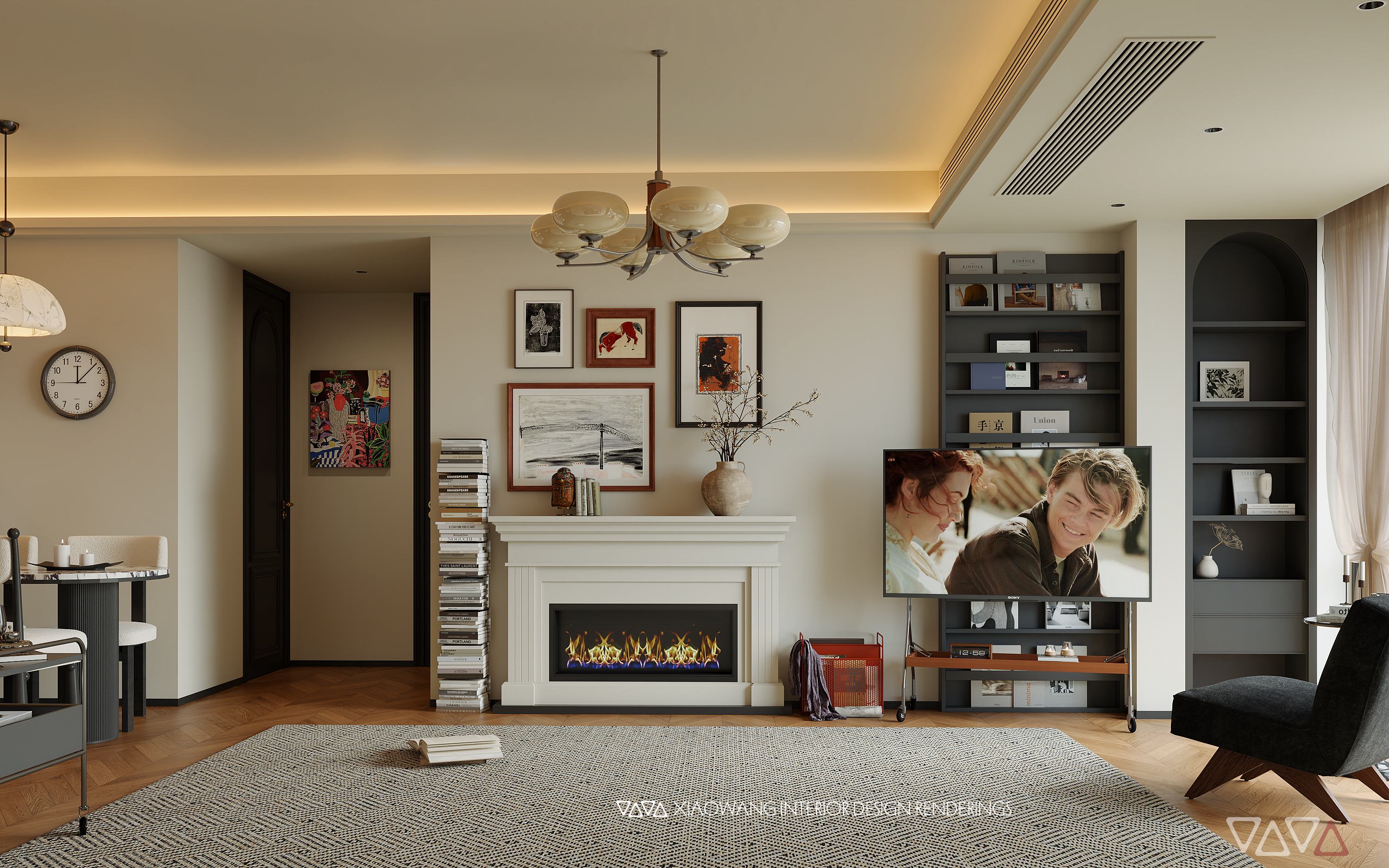 法式中古风客餐厅效果图-2