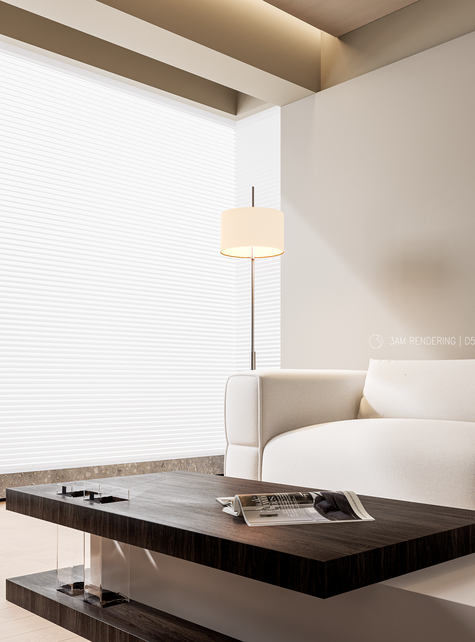 Modern Livingroom and Studyroom D5 rendering-1