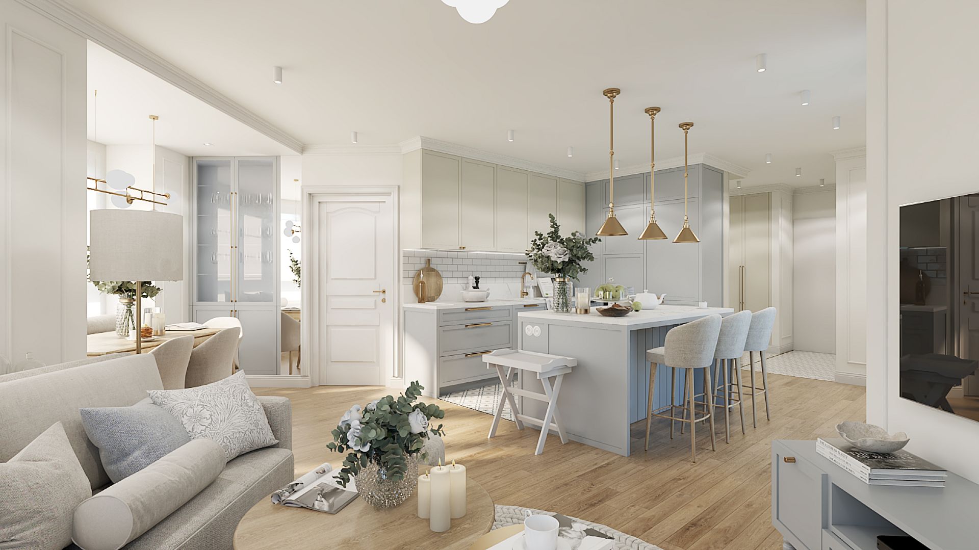 90平美式现代经典风格公寓室内设计丨波兰华沙-1