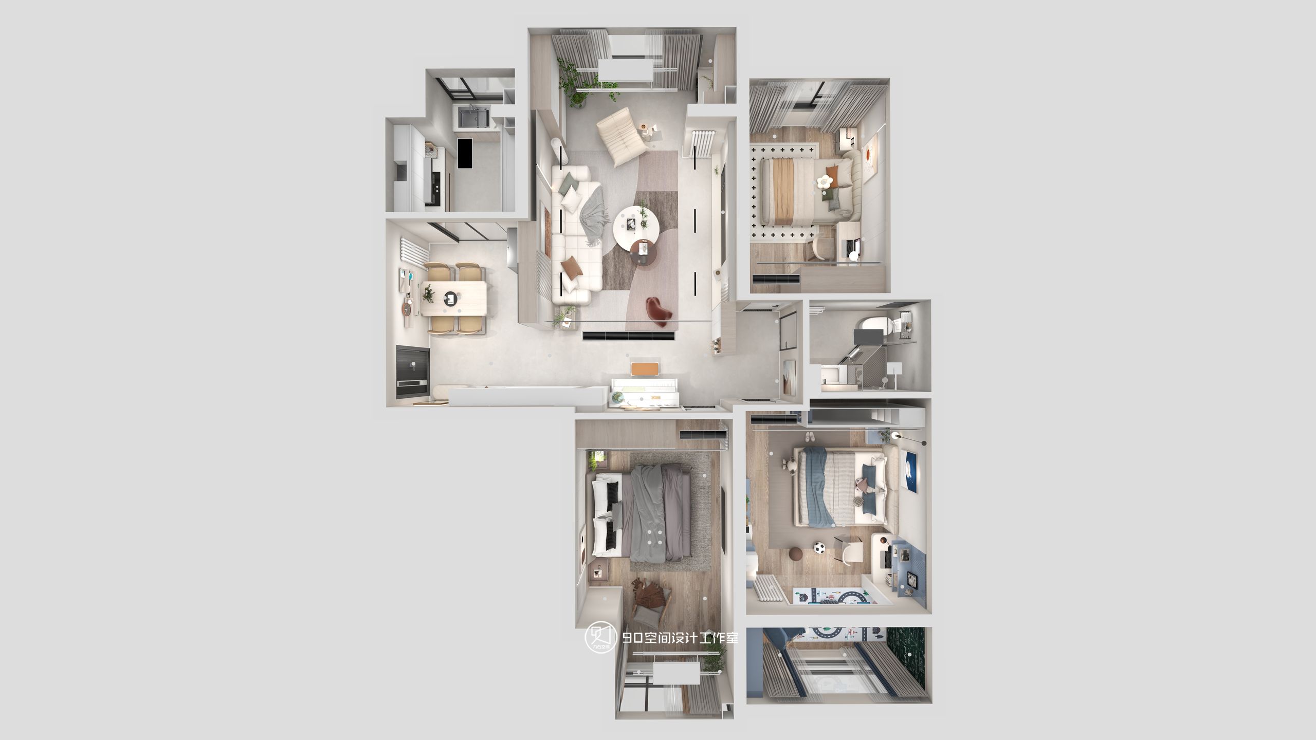 星月糖现代奶油风格丨90 空间设计-44