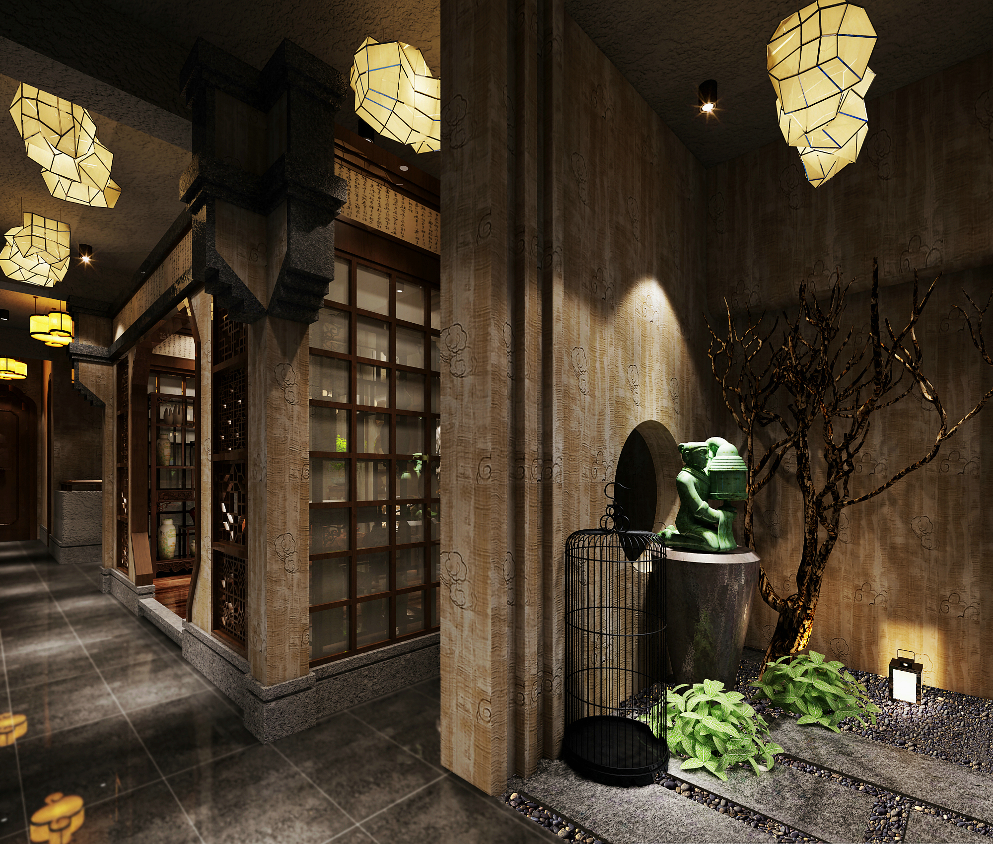 新中式--禅意茶楼餐厅-7