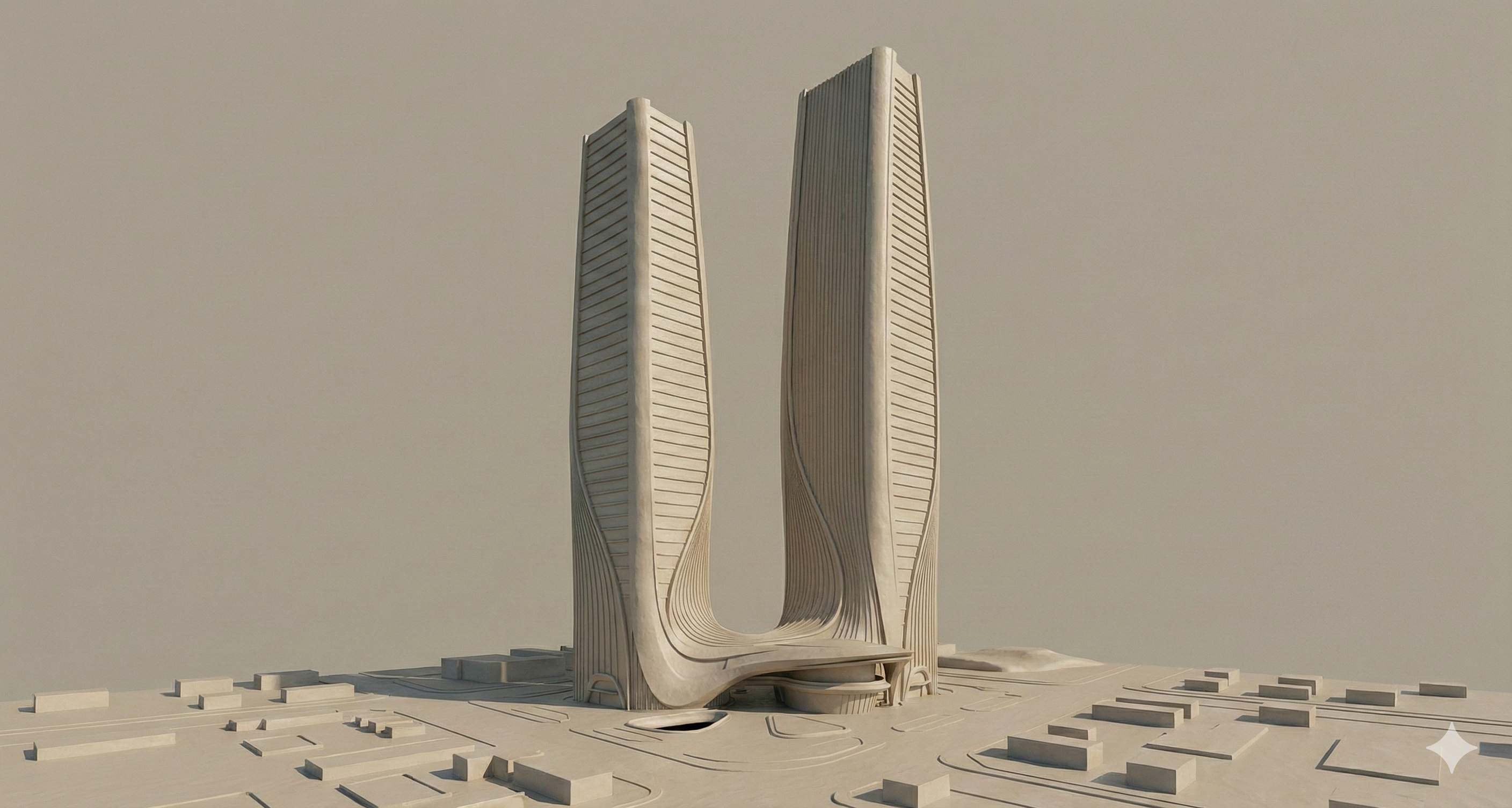 Futuristic Twin Scraper Visualization-12