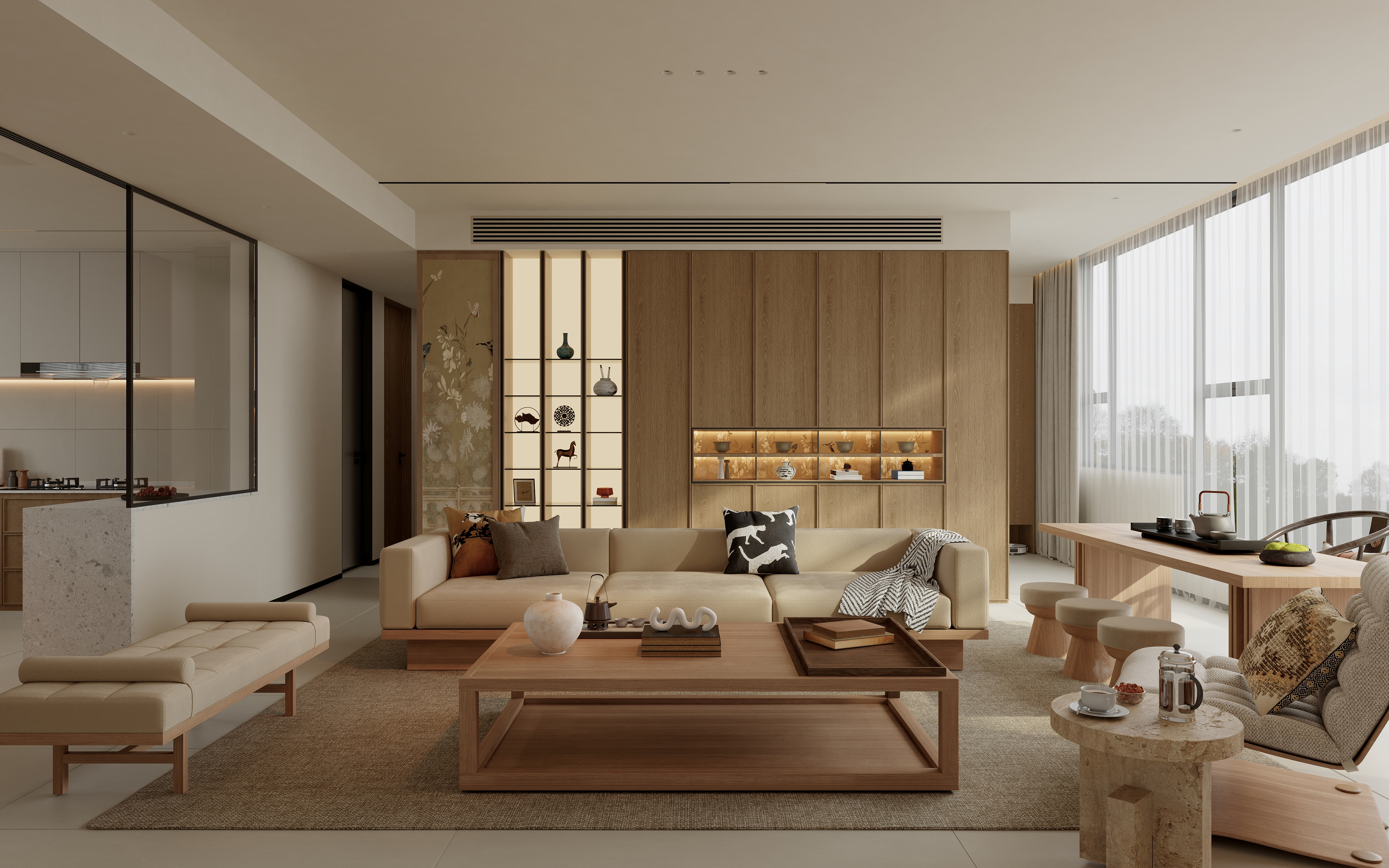 宋式美学 家装 亲自建模 亲自渲染-1