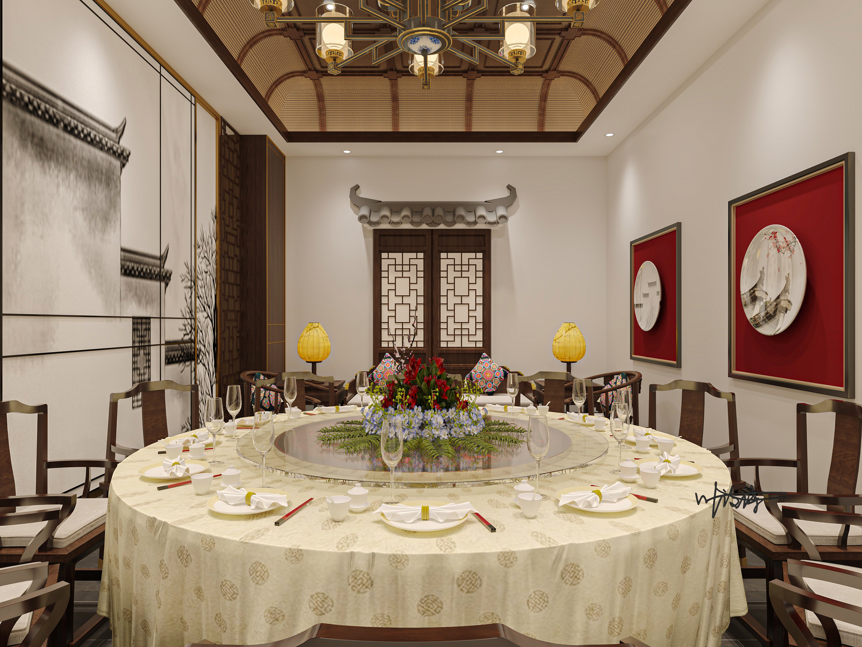 中餐厅设计|徽派建筑古风餐厅-21