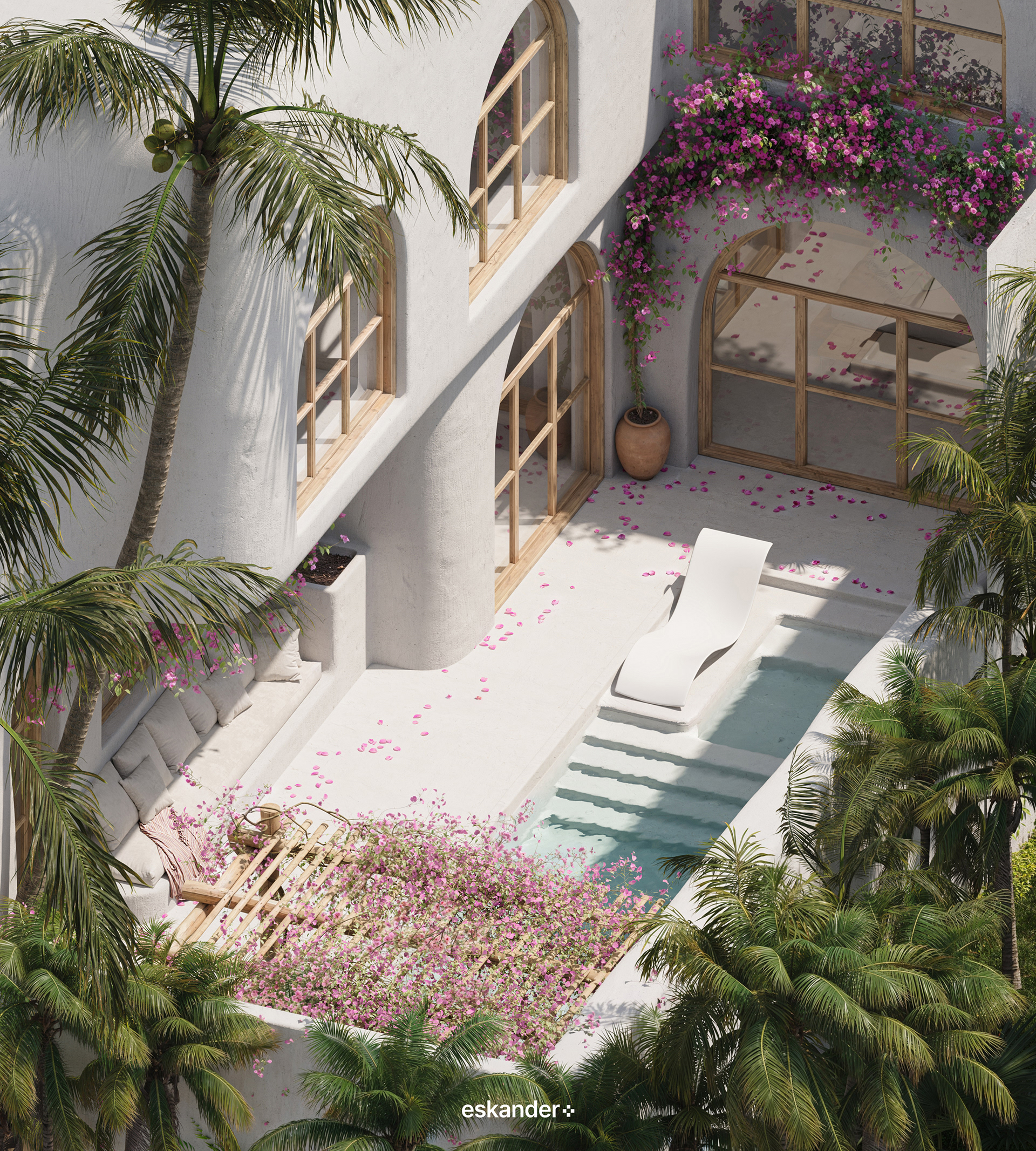 白色别墅丨印度尼西亚巴厘丨Eskander Plus Studio-18