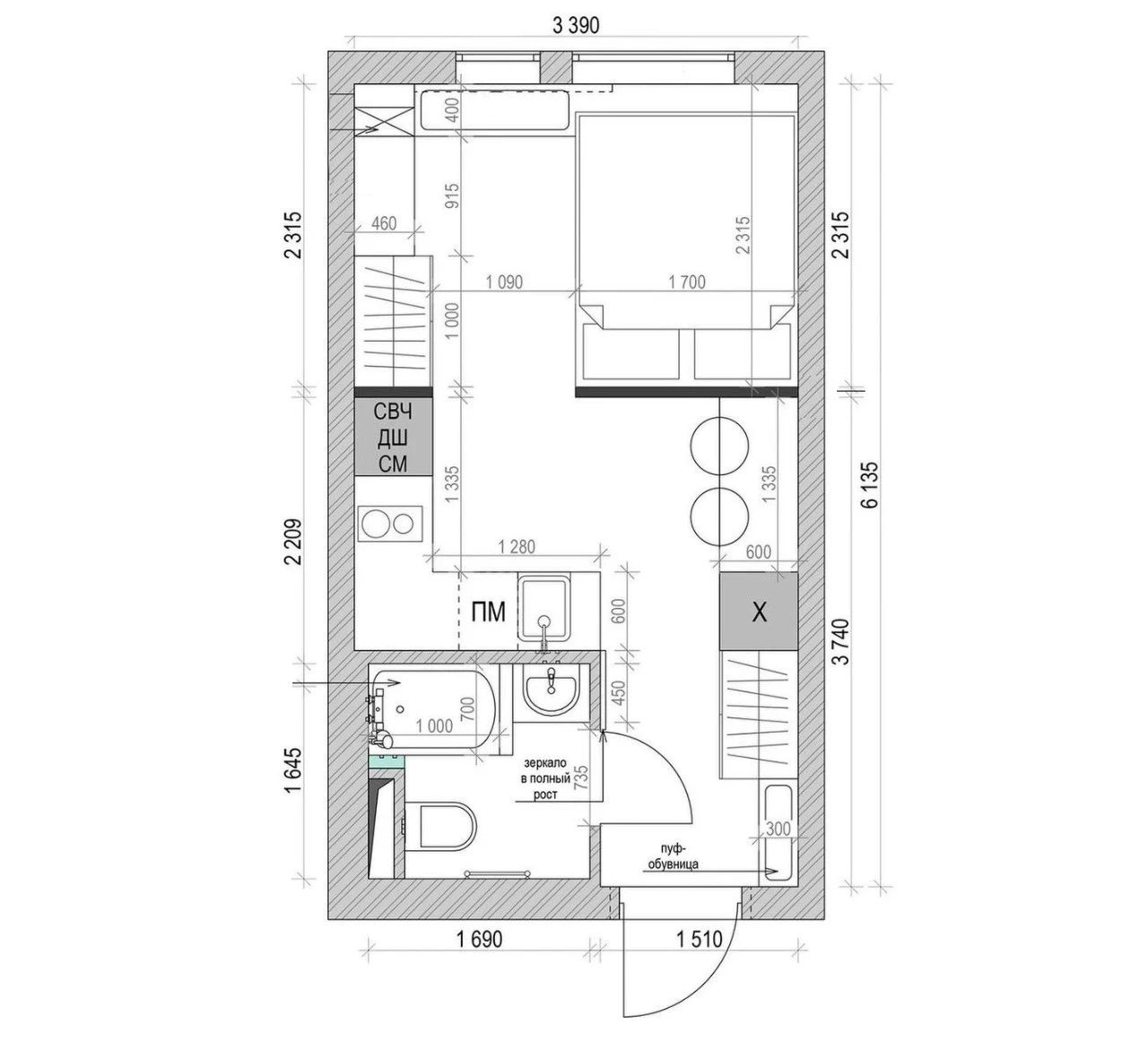 20㎡一居室设计丨小宅设计-29