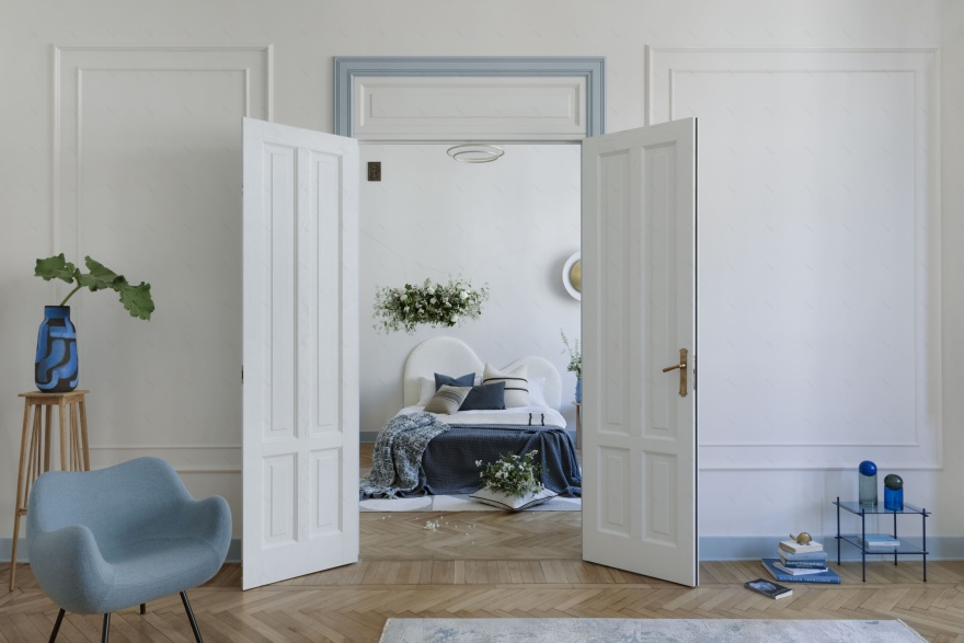 历史建筑中的蓝色调公寓室内设计丨波兰罗兹-26