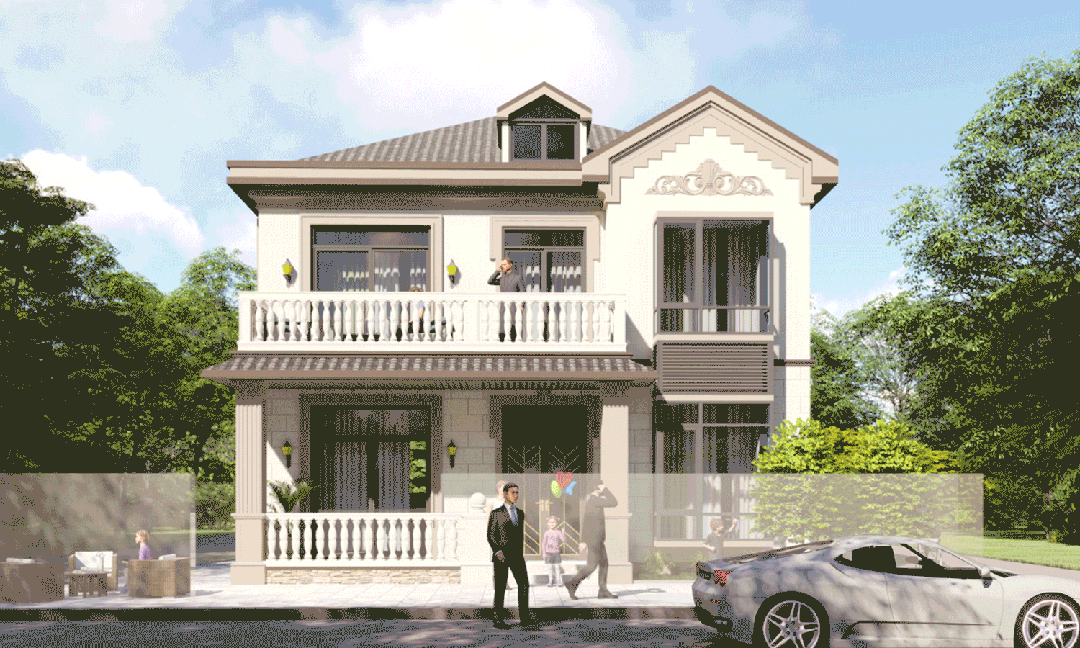 【设计师案例】土建参考造价43万,面宽10m×进深14.2m广西贵港二层欧式别墅-1