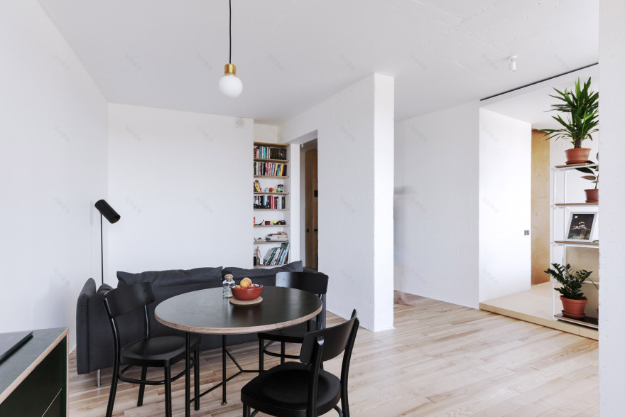 Green kitchen and wall of plants feature in low-budget apartment-16