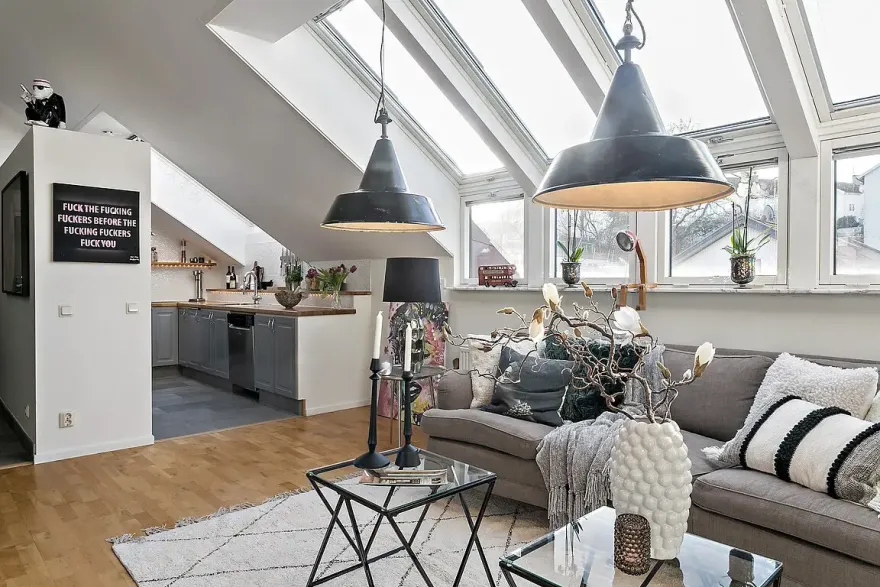 瑞典阁楼公寓 | 黑白灰的明亮魅力-8