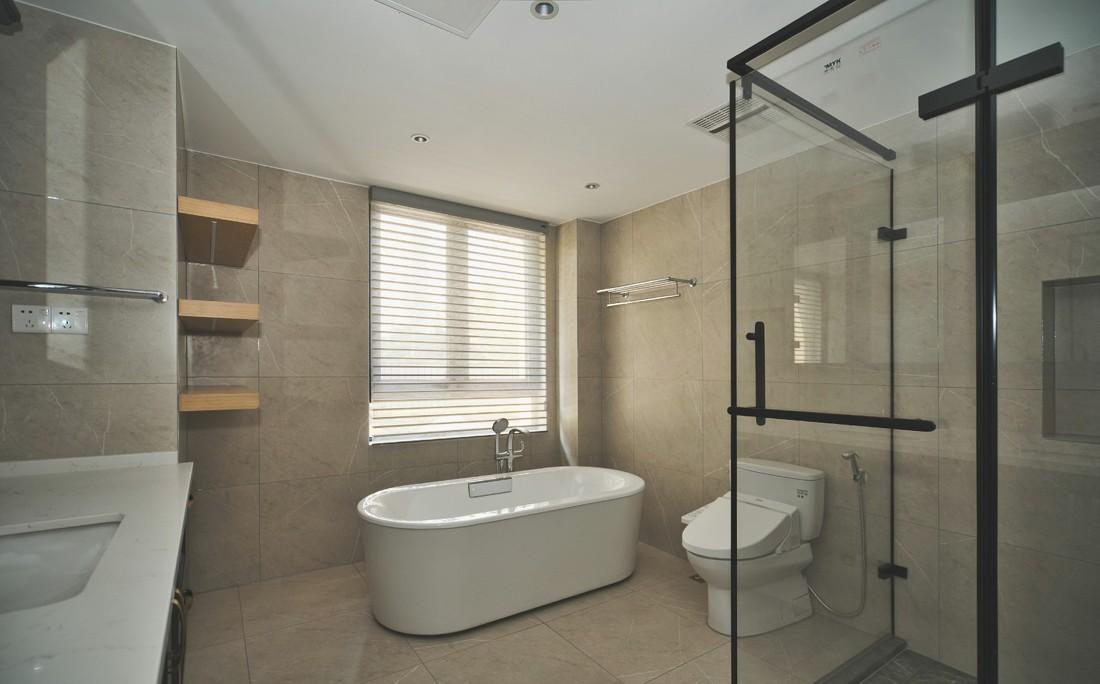 245㎡现代简约大平层,藏蓝美式卫浴柜成焦点-40