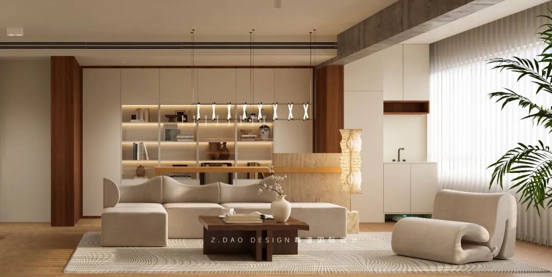 尊道新作|合肥『中央公园岚庭』中古风大平层设计，时光沉淀可持续松弛的家~-59