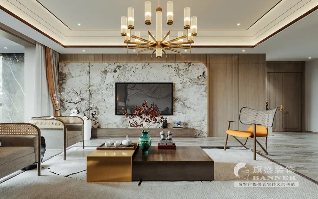 白桦林小区新中式风格平层设计丨旗盛-20