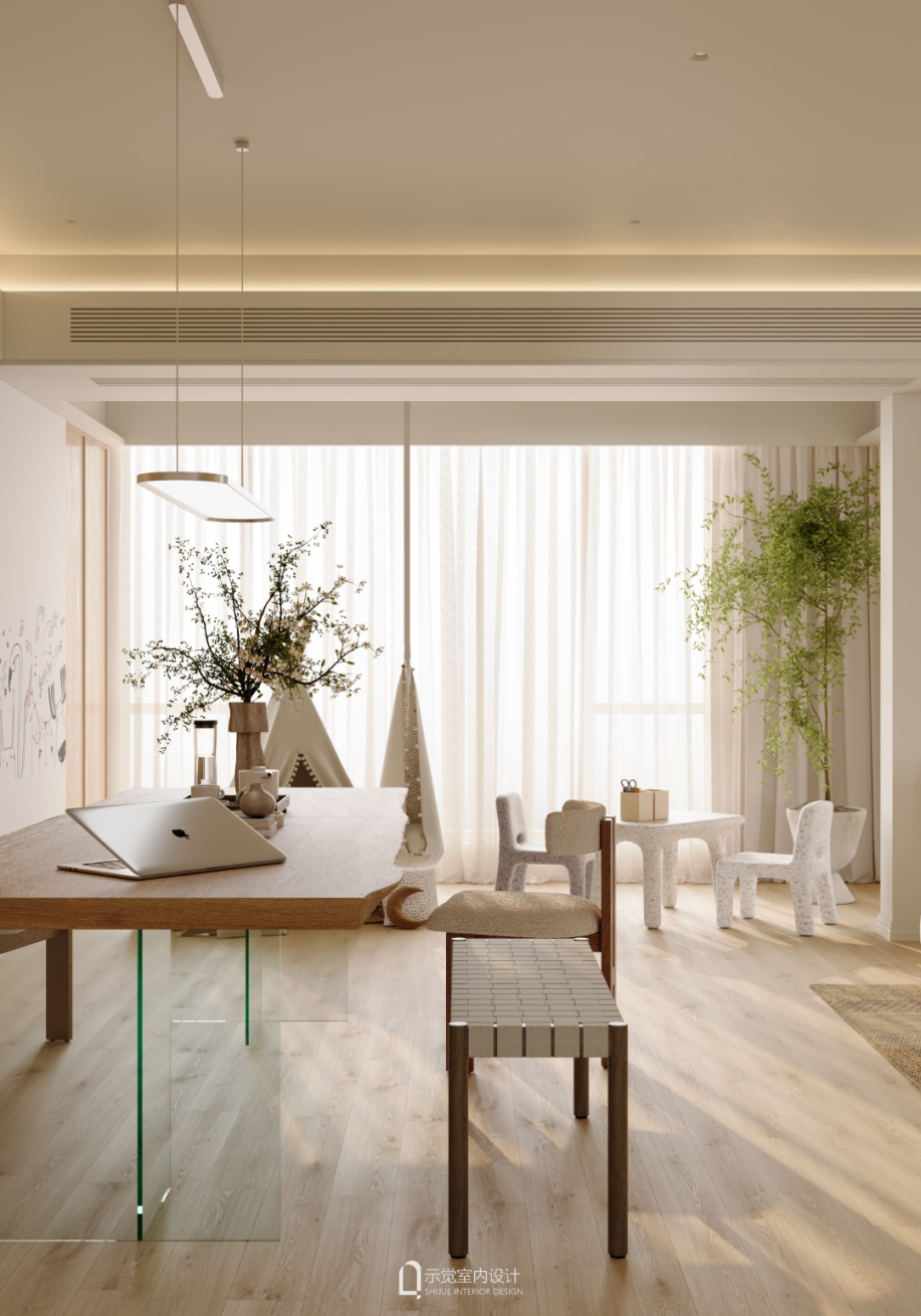 示觉设计|219㎡水清木华，一家四口的成长型家庭空间-49