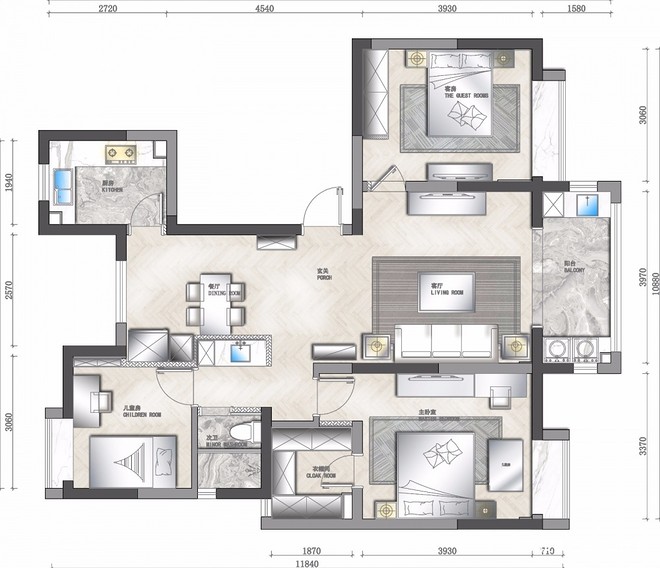 13万元三居120平米装修案例丨中国上海丨鸿鹄-17