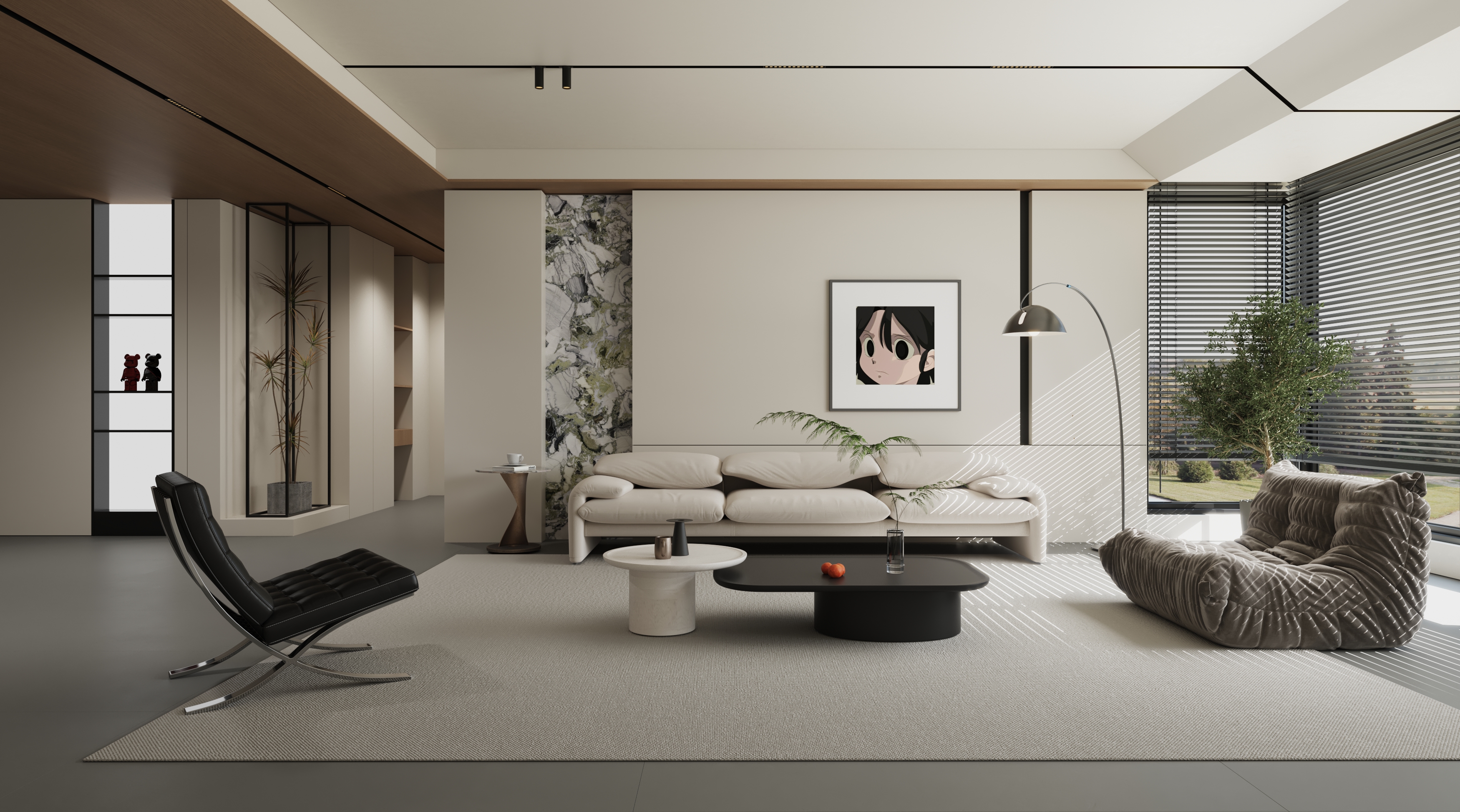 现代新中轻奢宋氏风客厅效果图表现-3