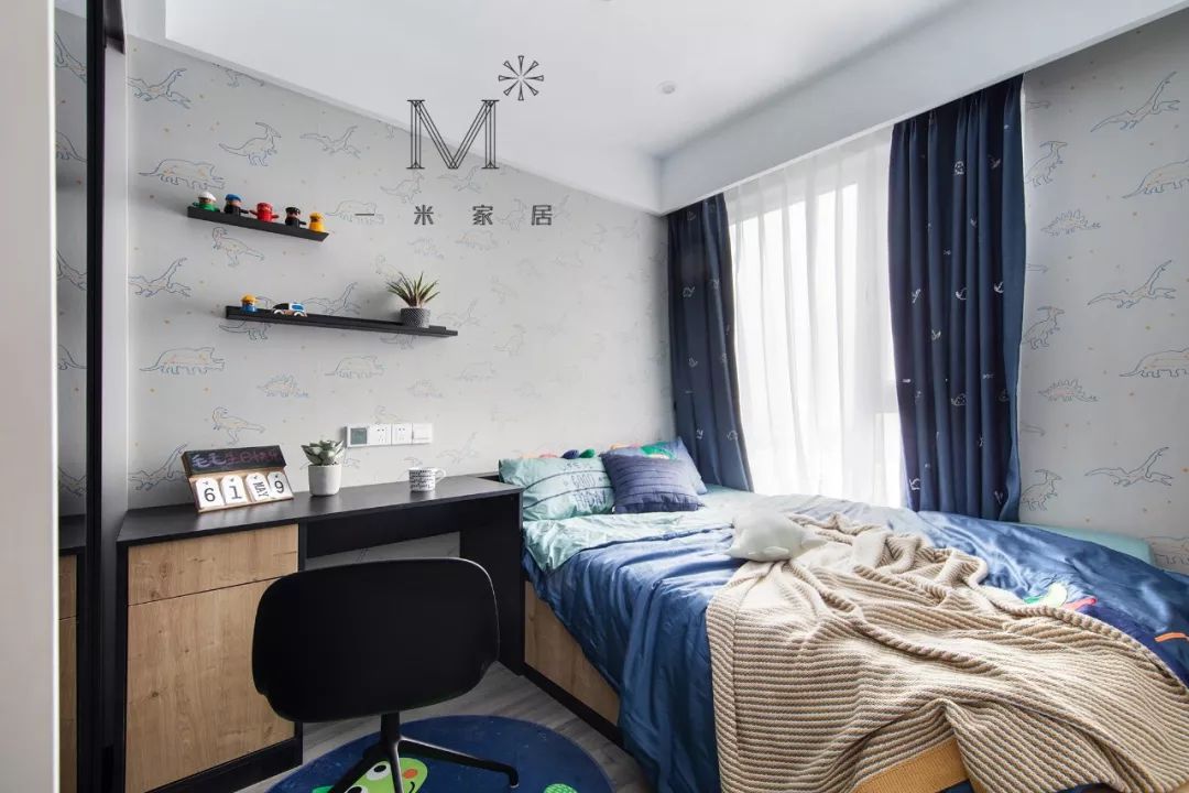 90m²现代北欧小三房,打造小怪兽主题趣味儿童房-44