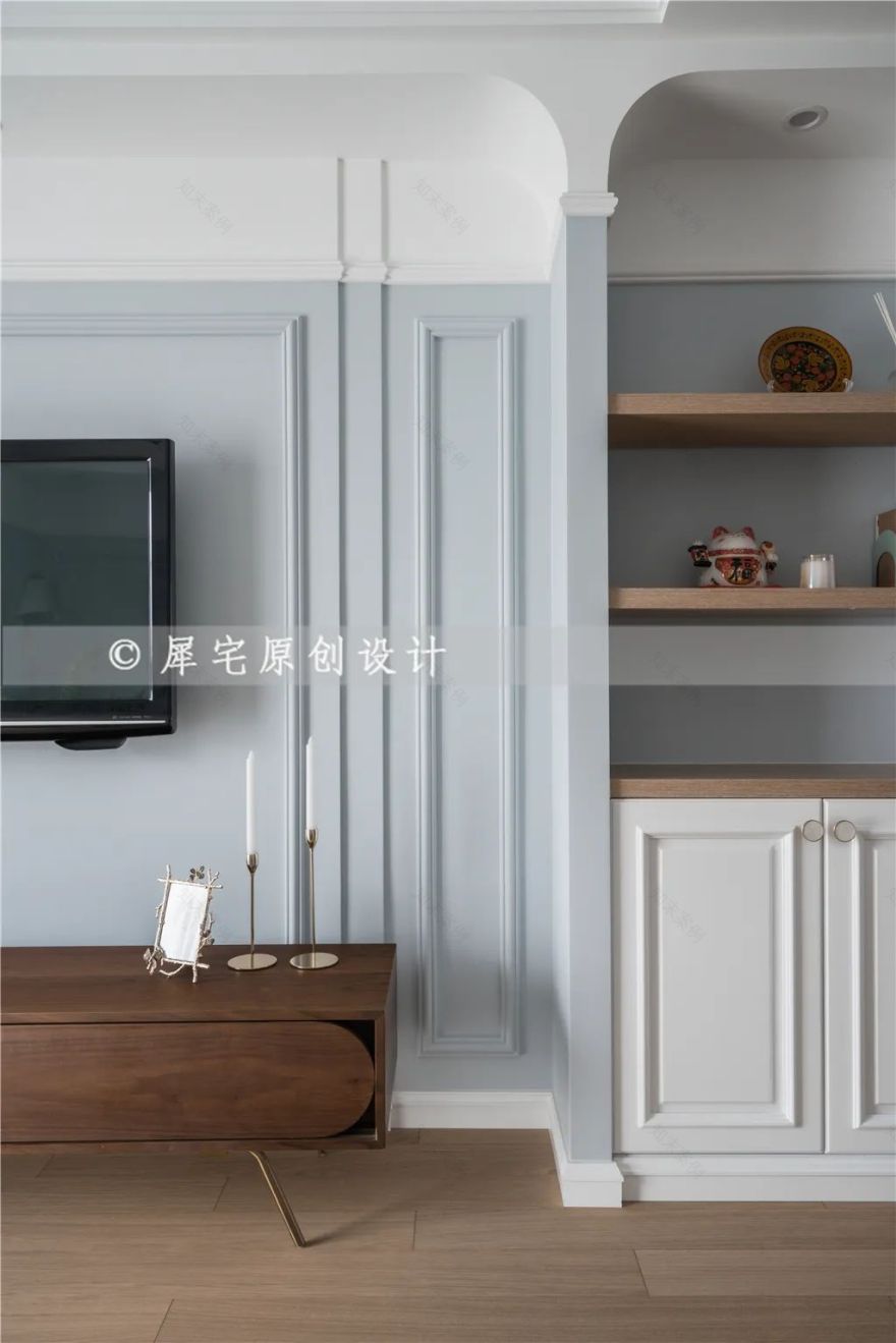 蓝白色调打造温馨美式风,70 平小宅变身多功能空间-33