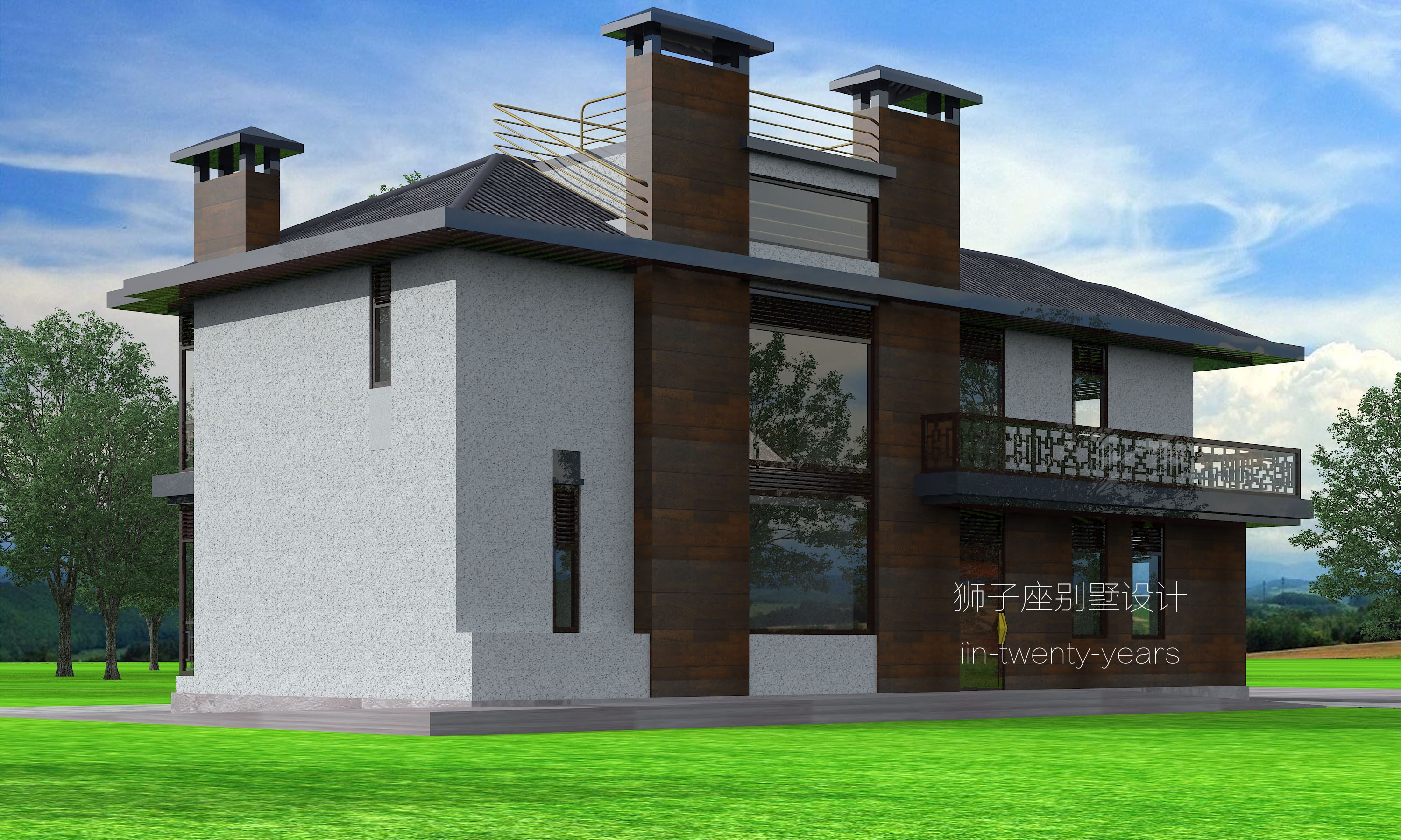 湖南二层自建房别墅设计丨中国湖南丨狮子座自建房\别墅设计-5