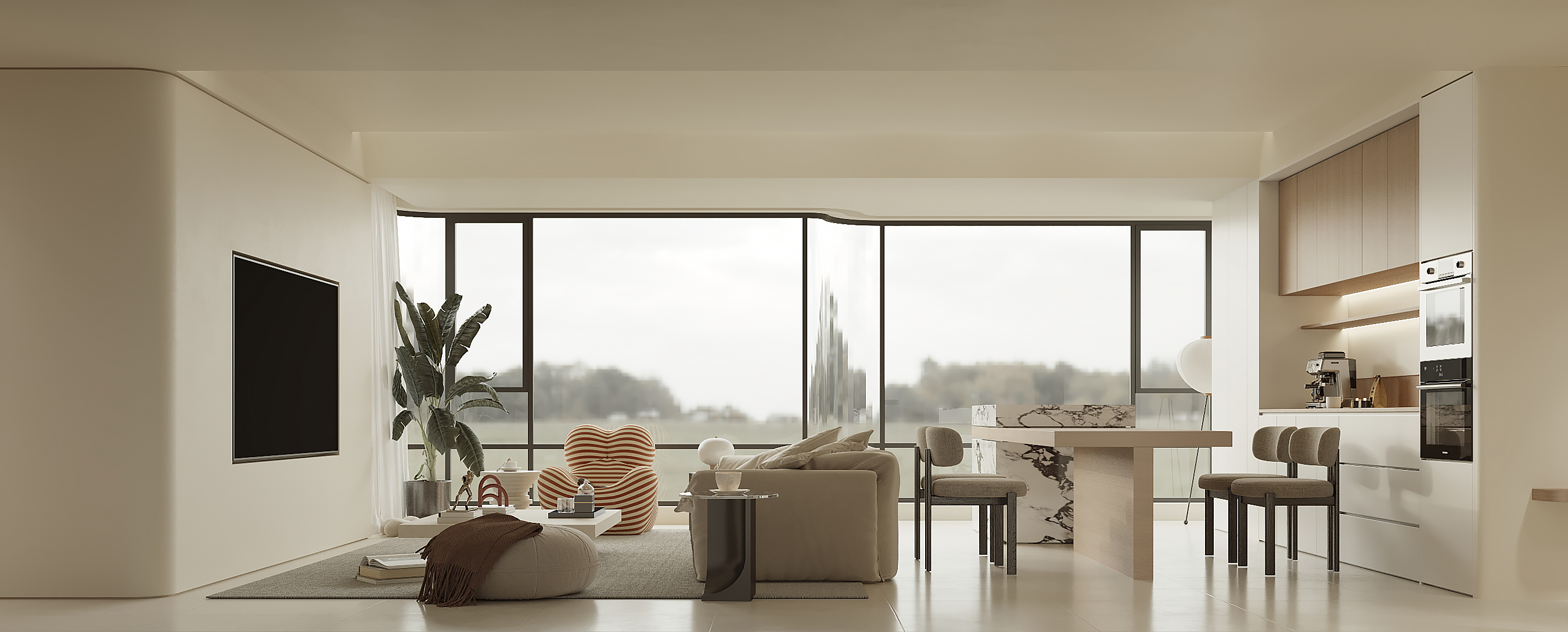 现代奶油风住宅设计-精装房改造项目-1