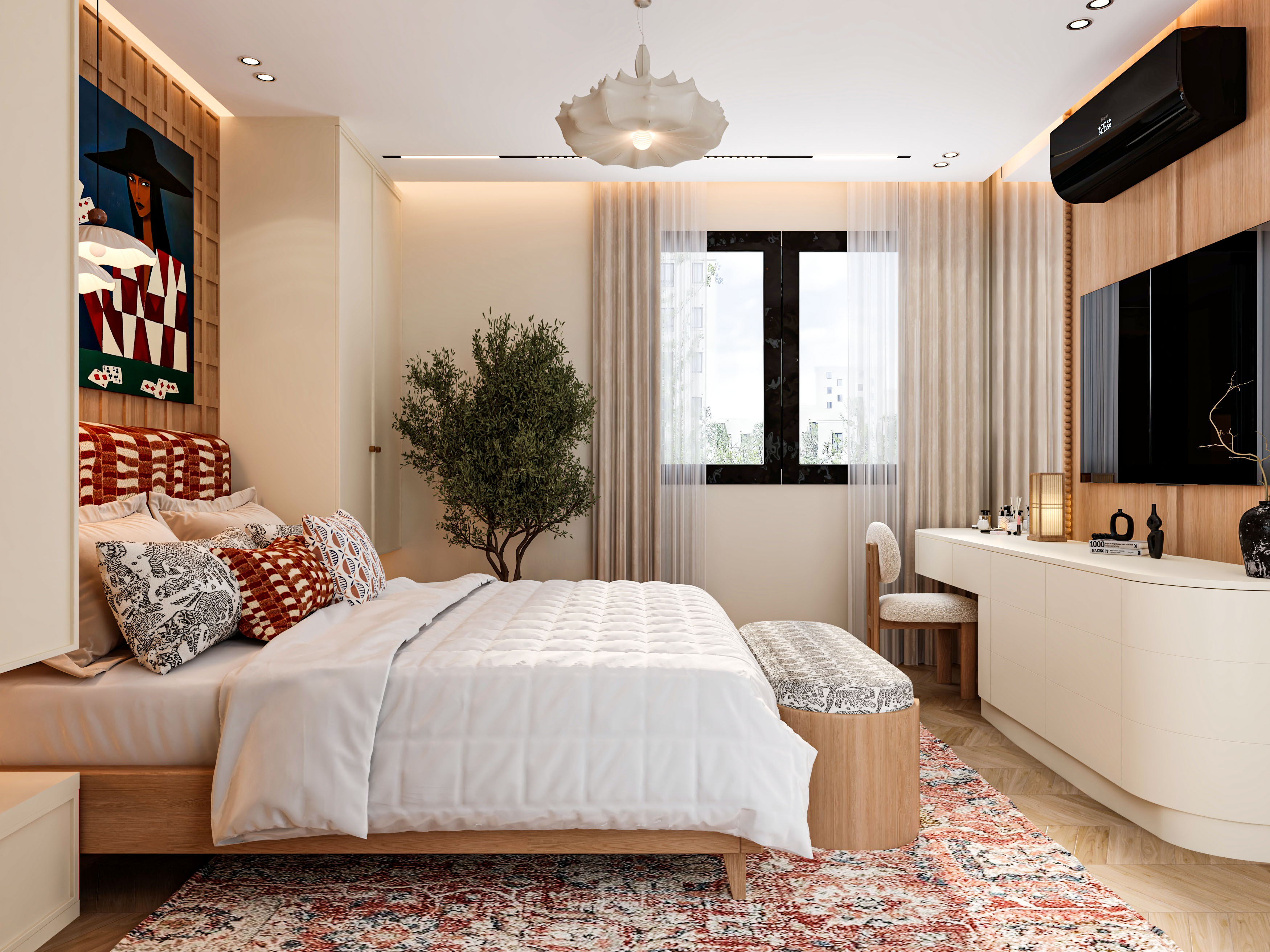 主卧室内设计丨Sara Salah-10