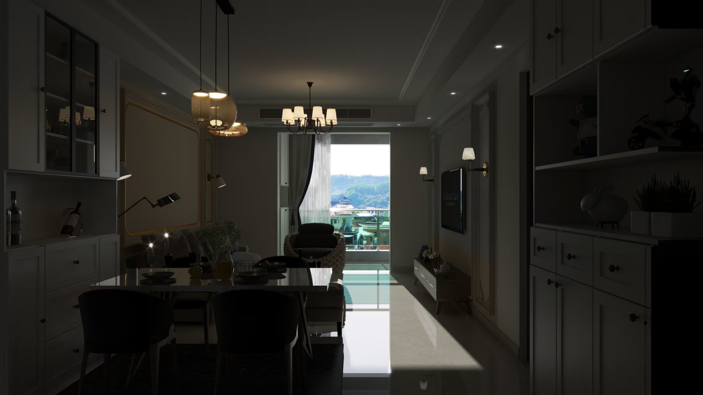 法式奶油风客厅装修-7