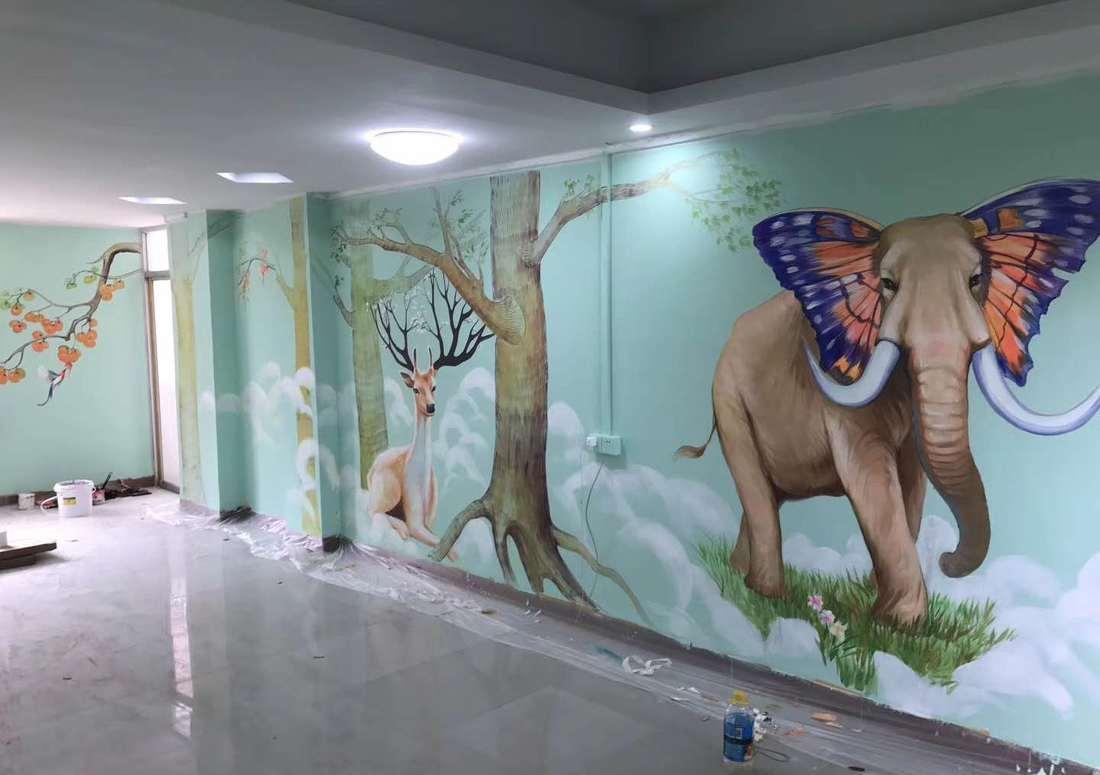 
湖南株洲室内背景墙墙绘 -11