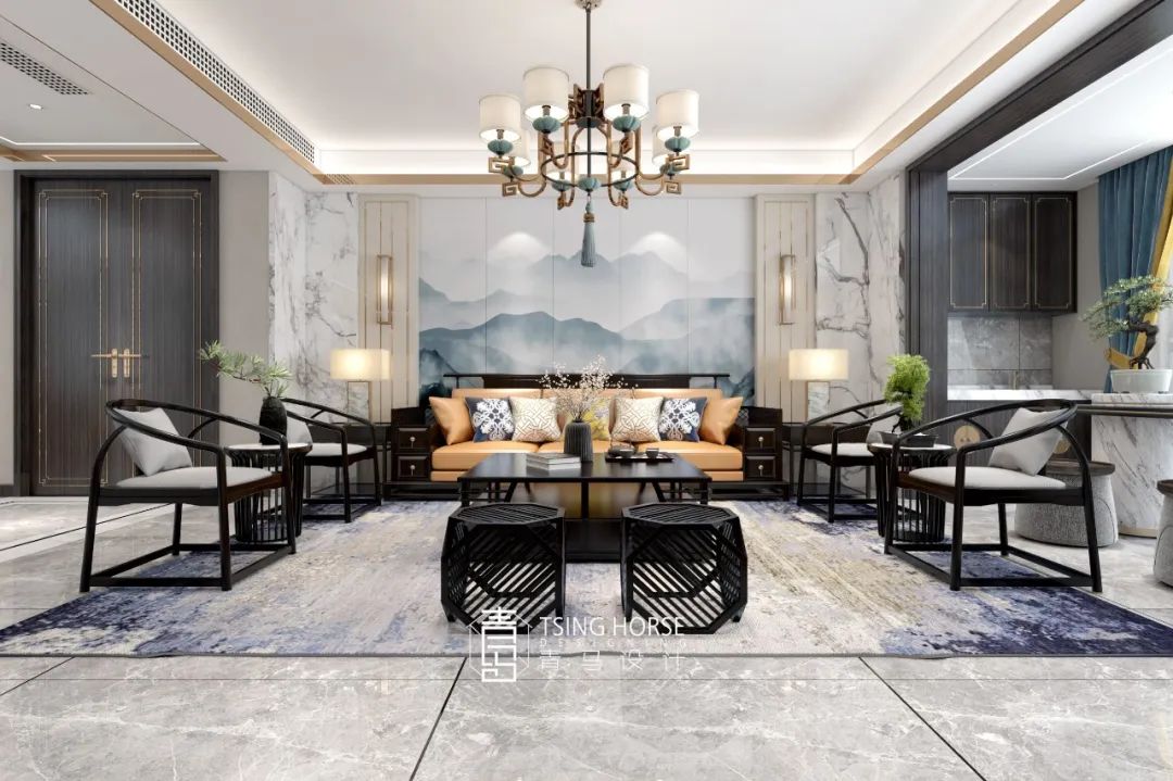 湾流新中式雅居，200㎡空间清雅艺术焕新生-57