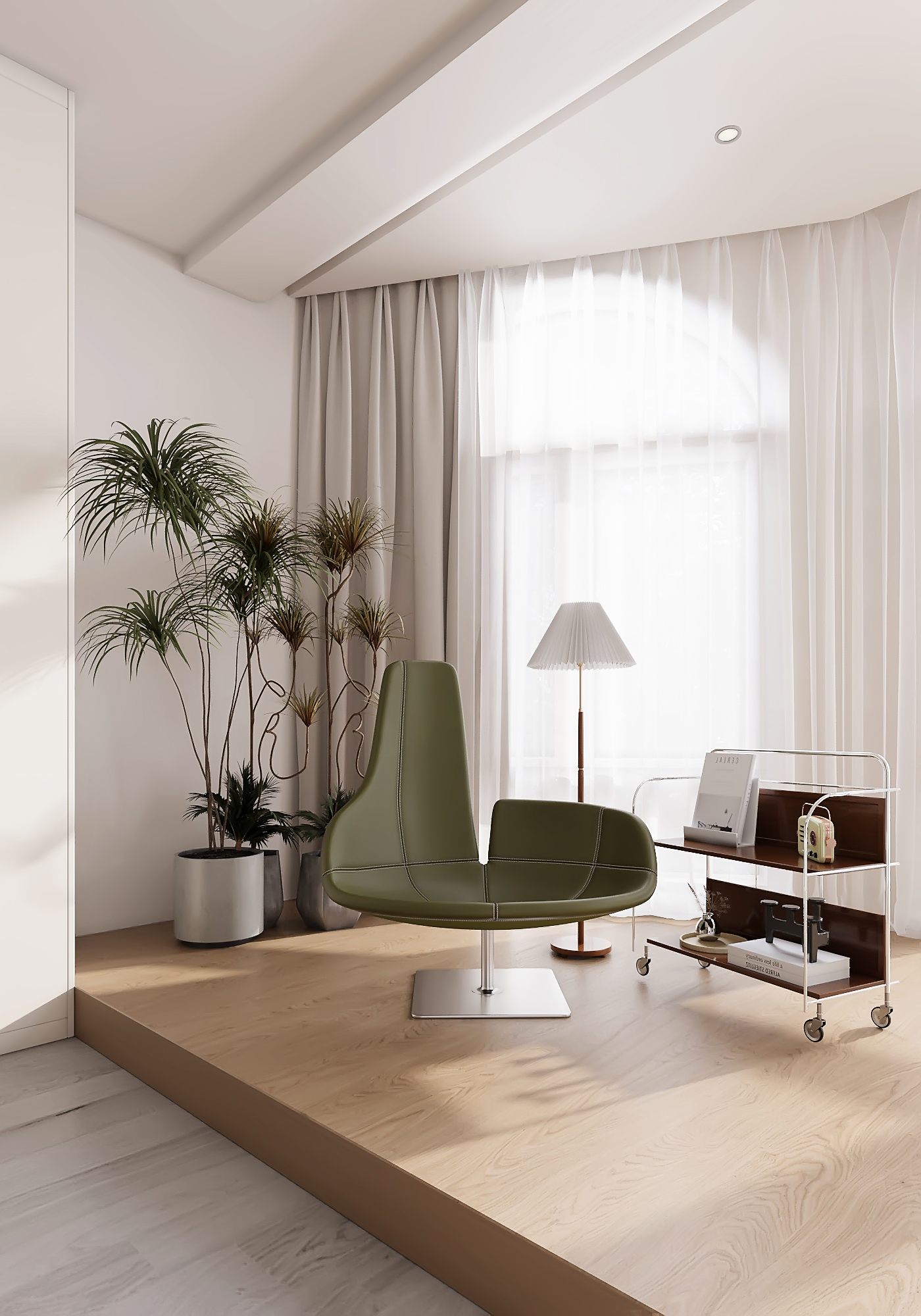 极简奶油大开间卧室-7