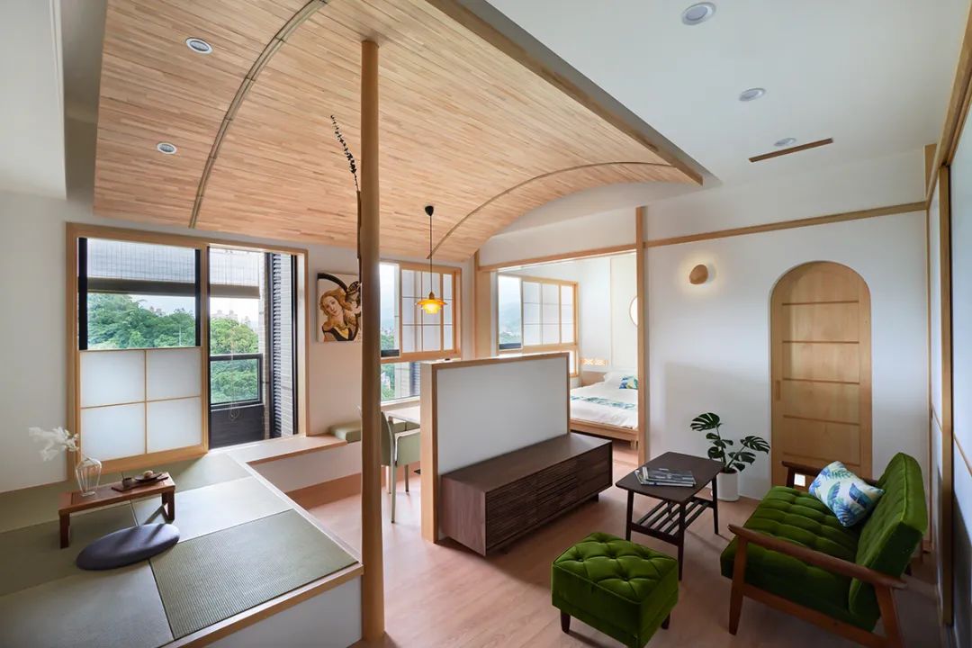 39㎡和风小宅，两室两厅弧形顶面，这设计太强了！-7