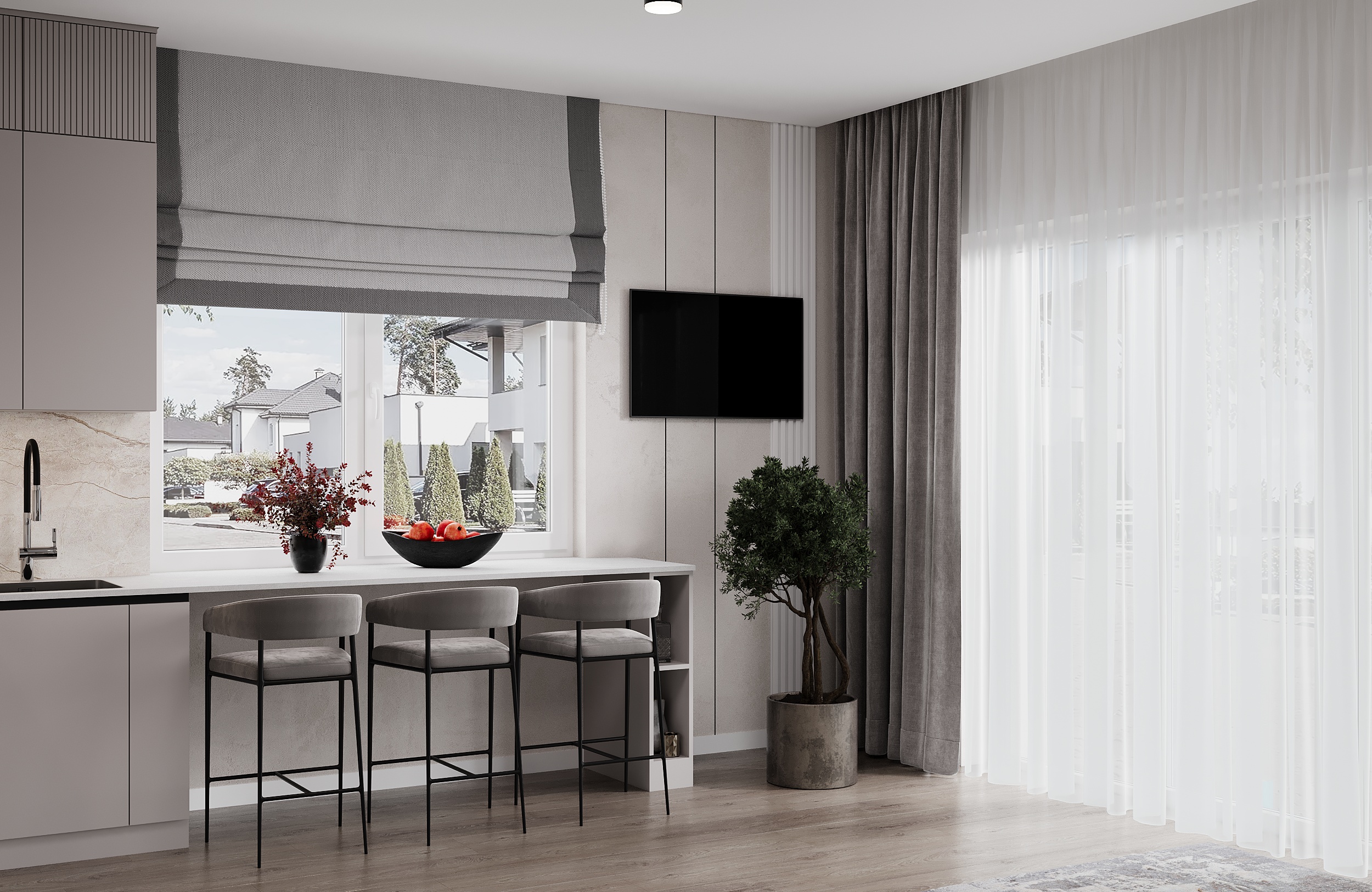 Private house Kitchen-living room | 3D Visualization-9