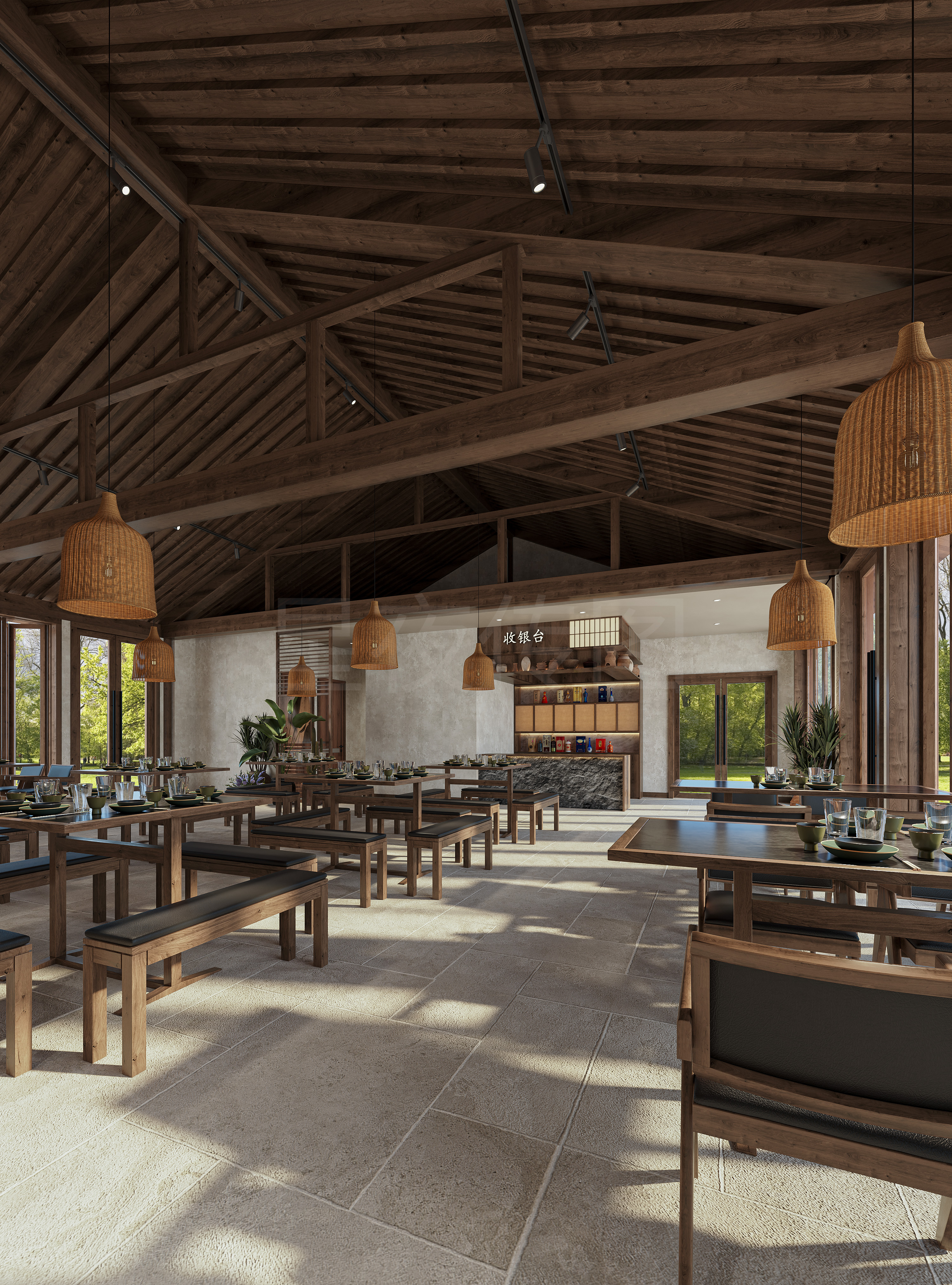 林间宋韵：把山野的风，吹进木构餐厅里-0