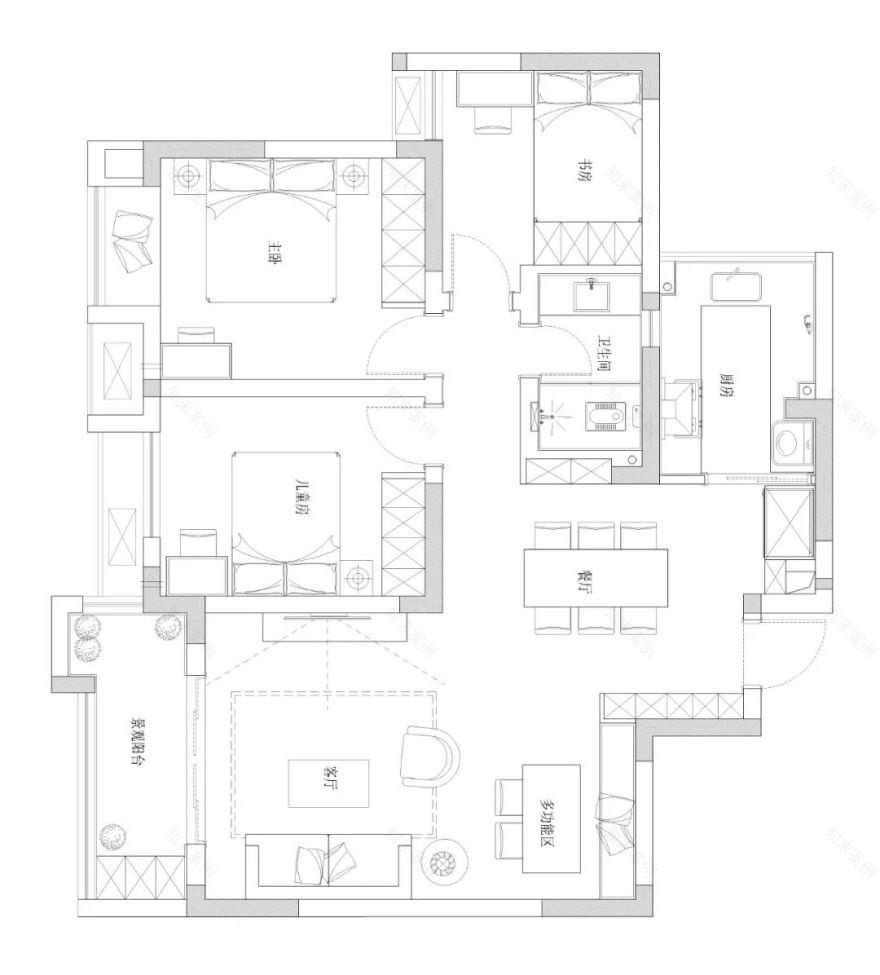 江北美式轻奢三口之家,幸福空间诠释生活美学-19