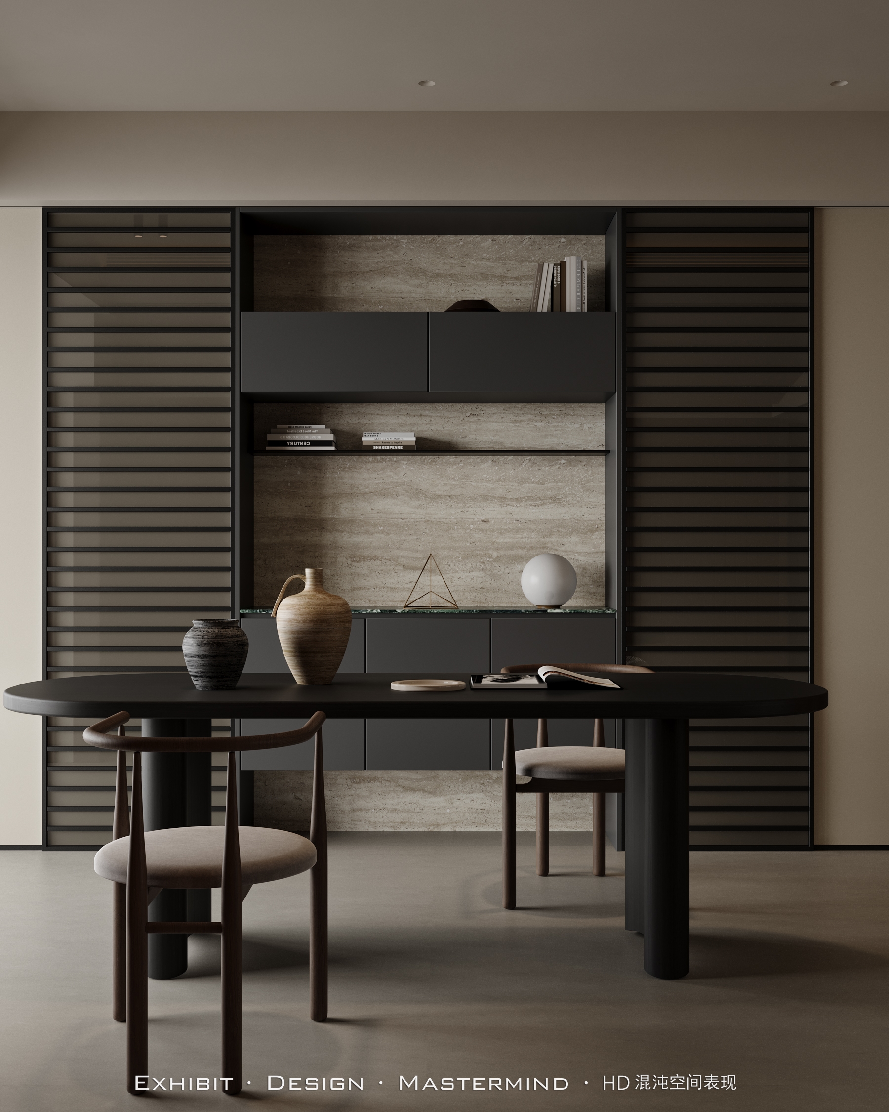 意式极简风客餐厅X混沌空间效果表现-7