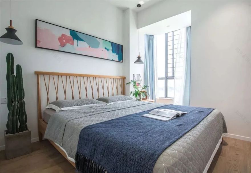 80㎡北欧日式小清新,客厅投影打造家庭影院!-32