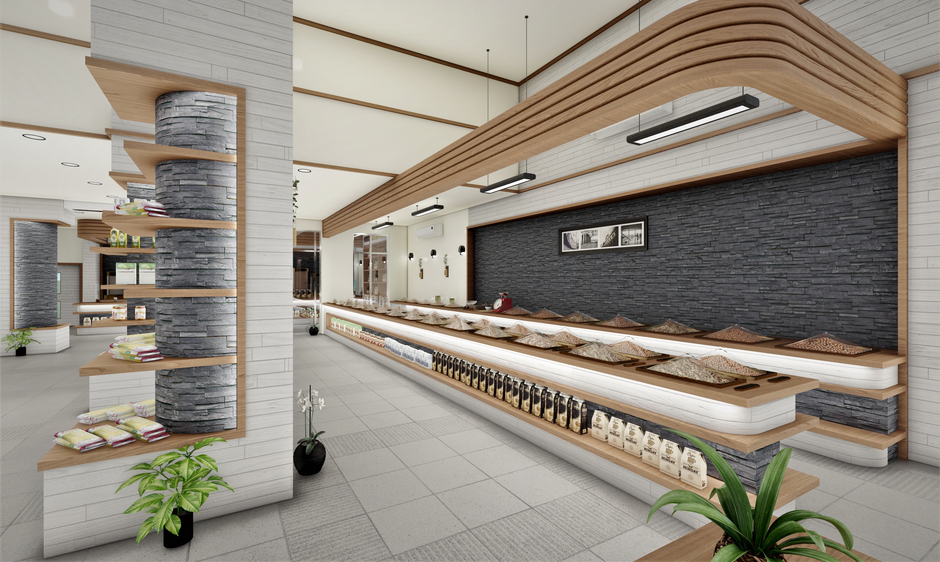 Interior modern design for sweets & coffee beans shop-1