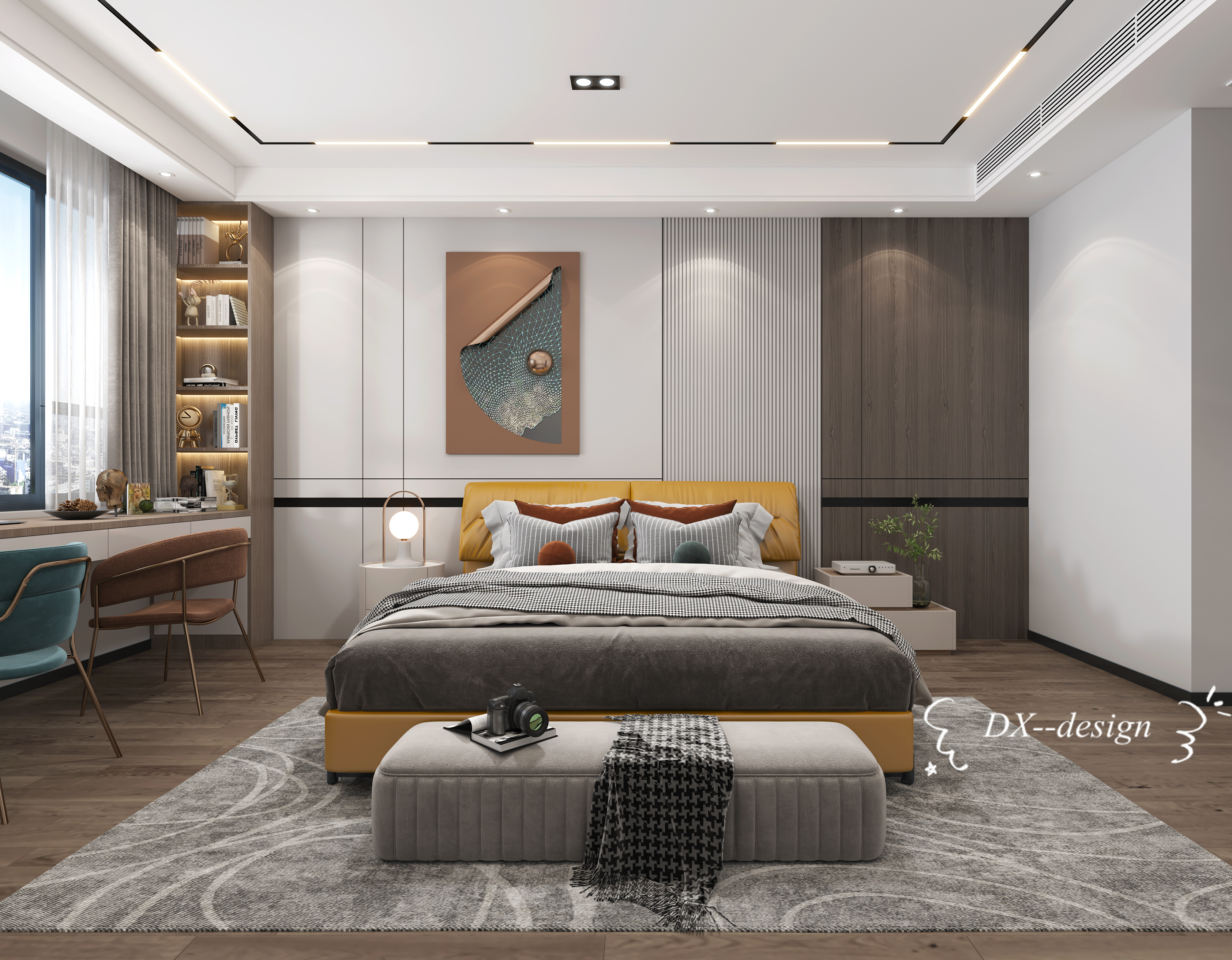 灰色与咖色的温馨居家空间丨原创作品-8