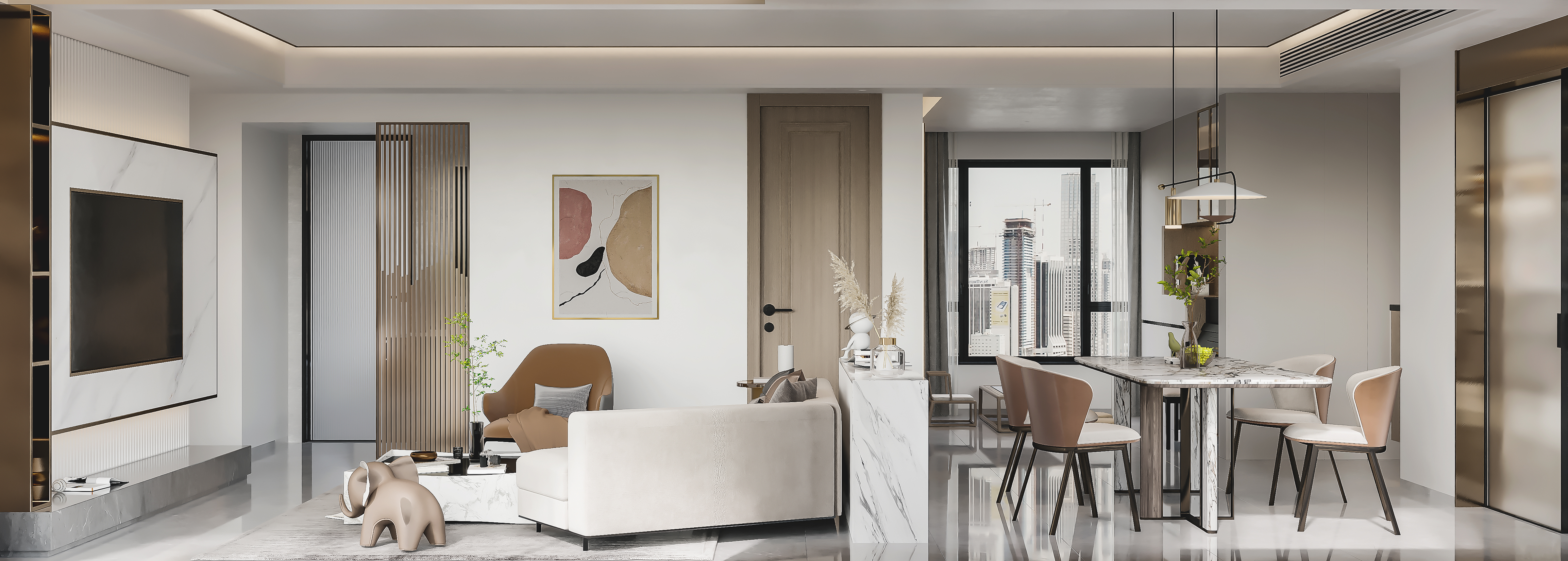 深圳口山全案设计：壹城中心璞誉府，时尚与温馨并存-3